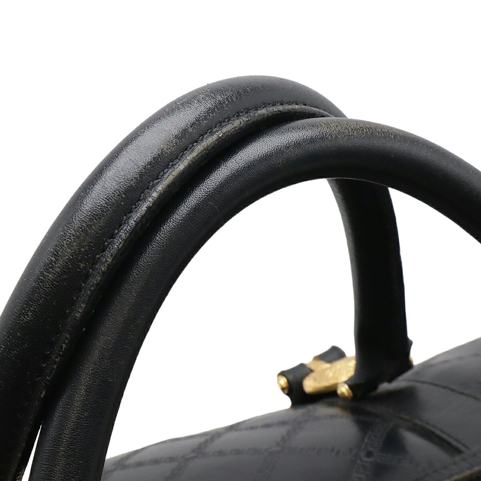 Versace Black Coated Canvas Leather Boston Bag (Pre-Owned)