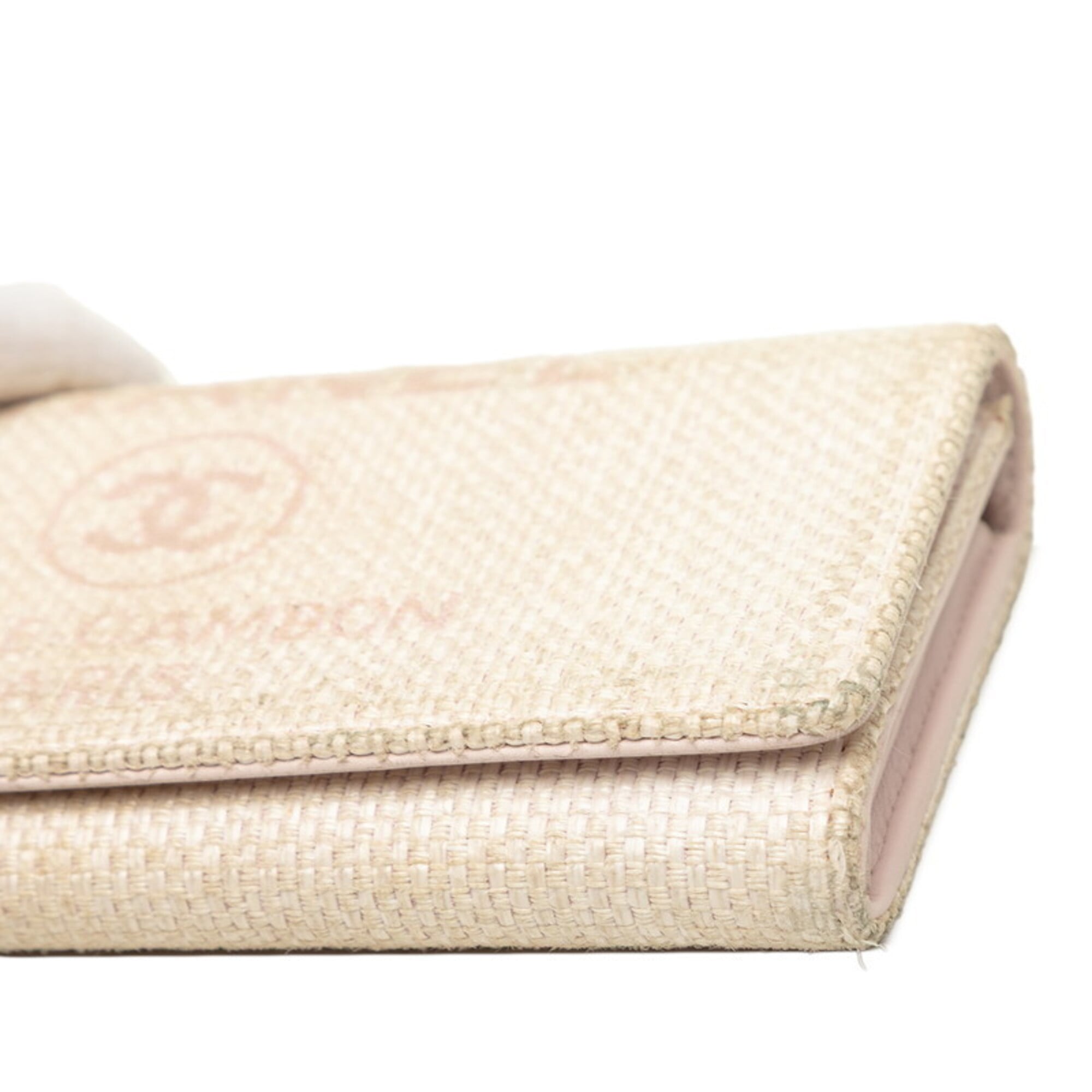 Chanel Pink White Tweed Long Wallet (Bi-Fold) (Pre-Owned)