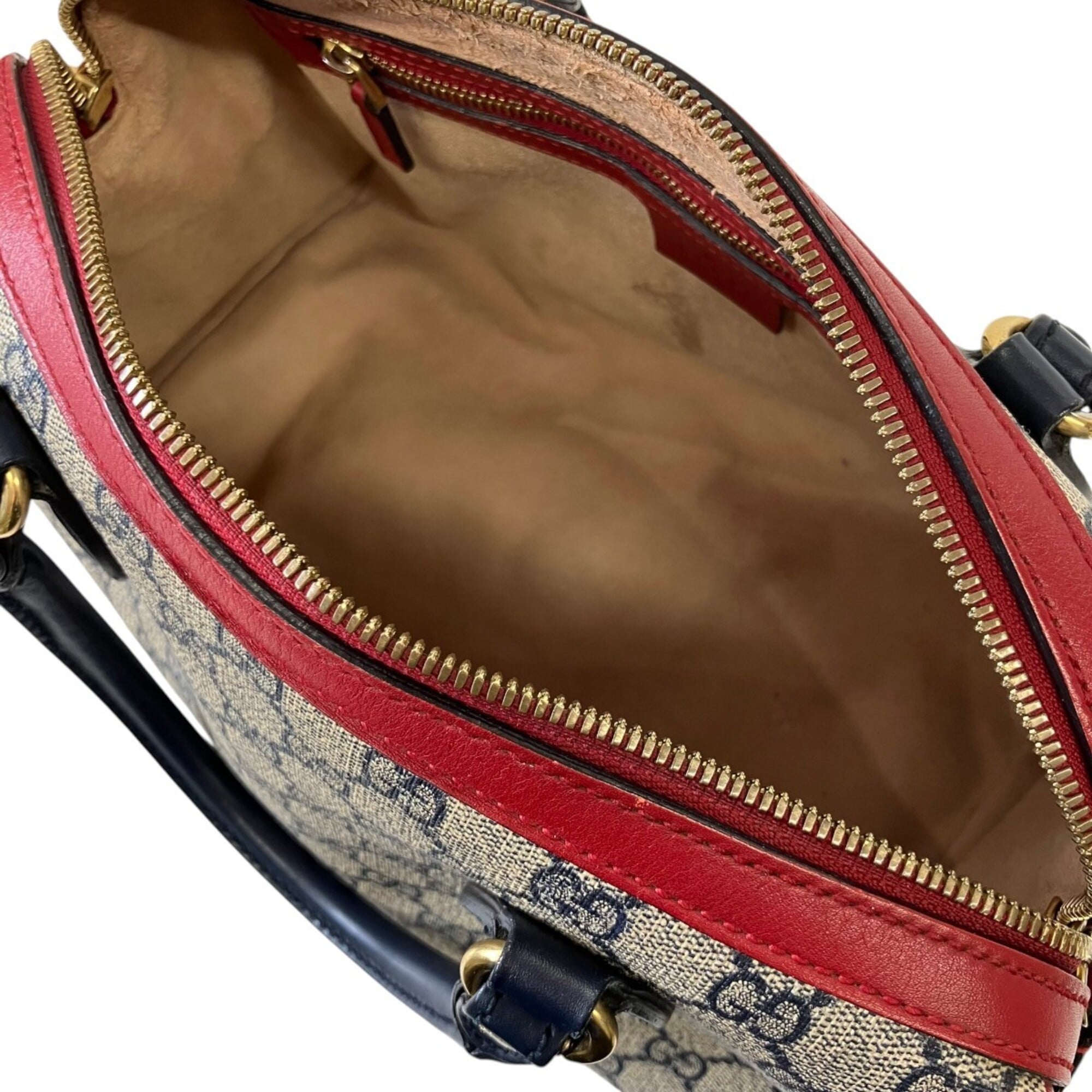 Gucci Gray Red Color Leather Pvc Shoulder Bag (Pre-Owned)