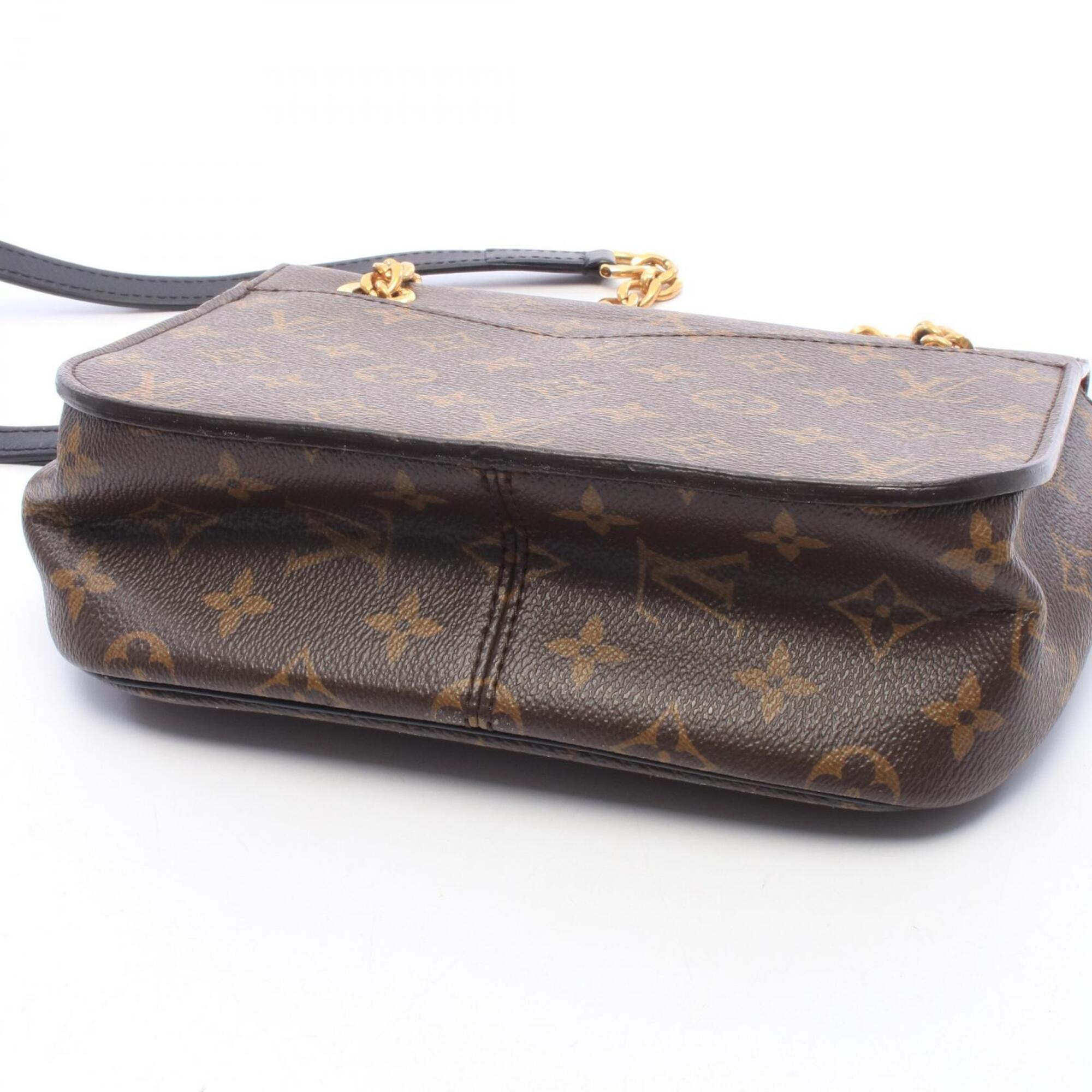 Louis Vuitton Black Brown Monogram Leather Handbag Shoulder Bag (Pre-Owned)