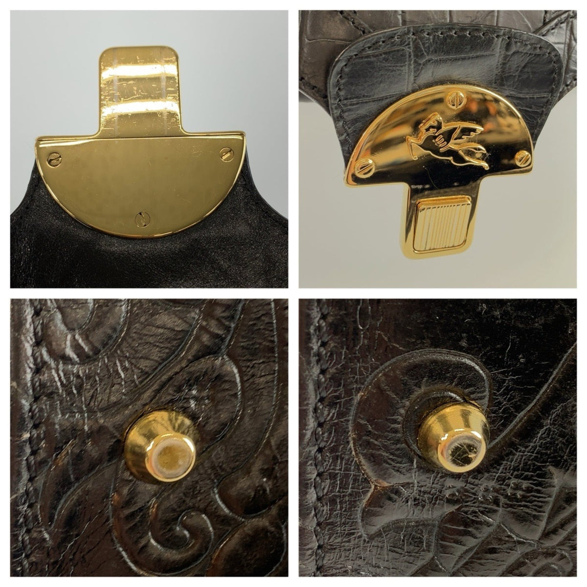 Etro Black Leather Handbag (Pre-Owned)