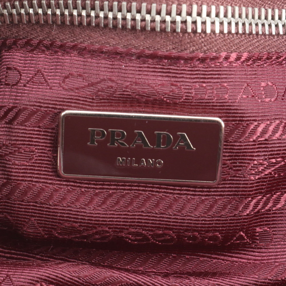Prada Red Color Wine Leather Nylon Shoulder Bag Tote Bag (Pre-Owned)