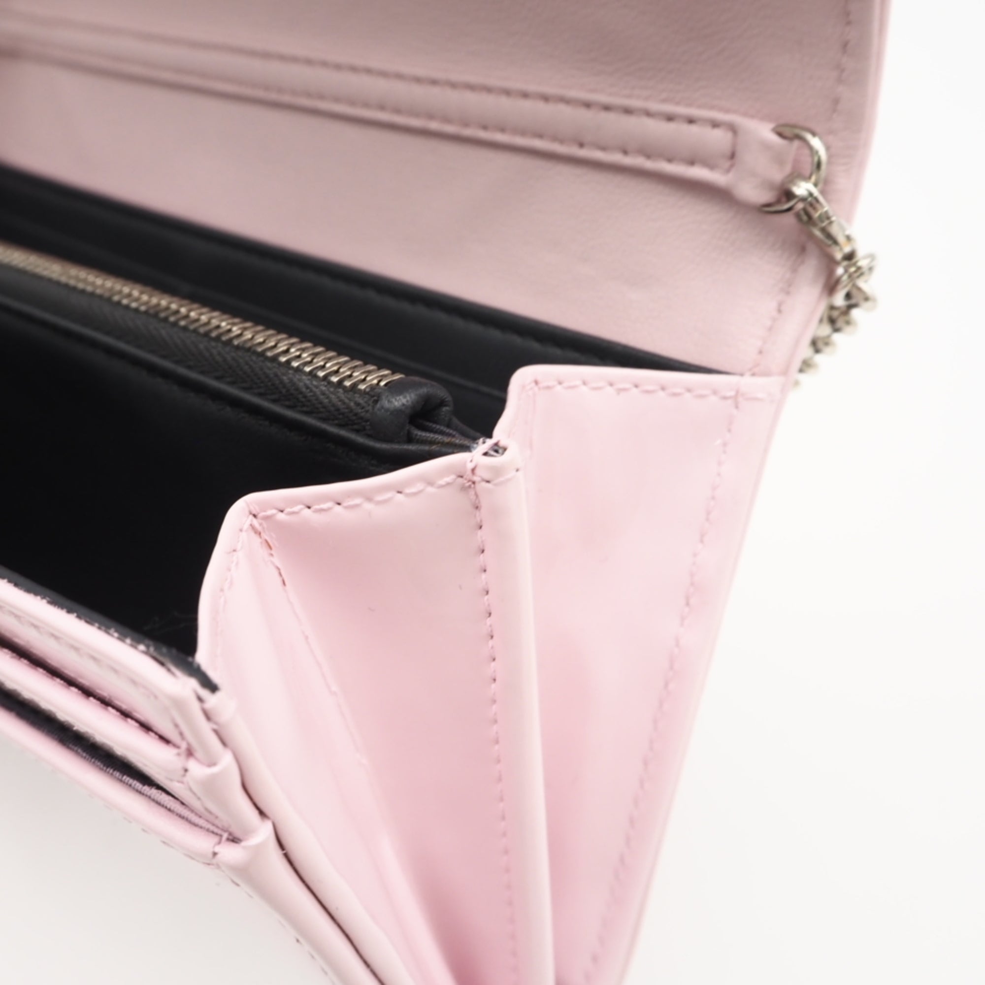 Christian Dior Pink Leather Chain/Shoulder Wallet (Pre-Owned)