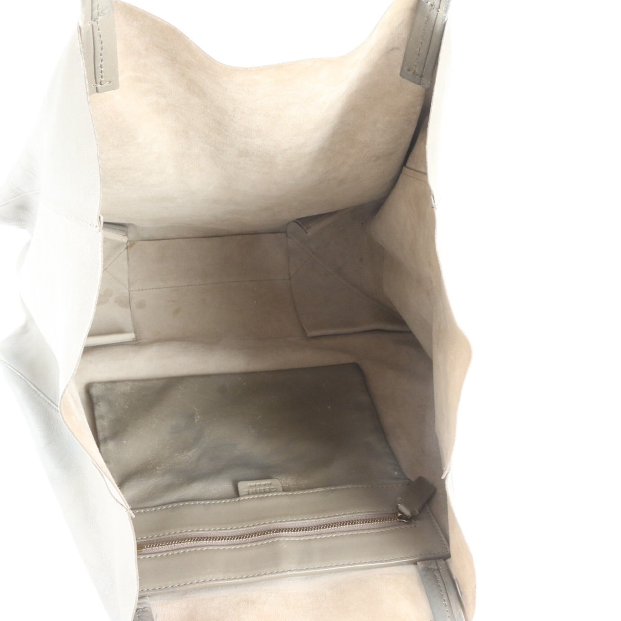 Celine Cabas Grayish Leather Handbag (Pre-Owned)