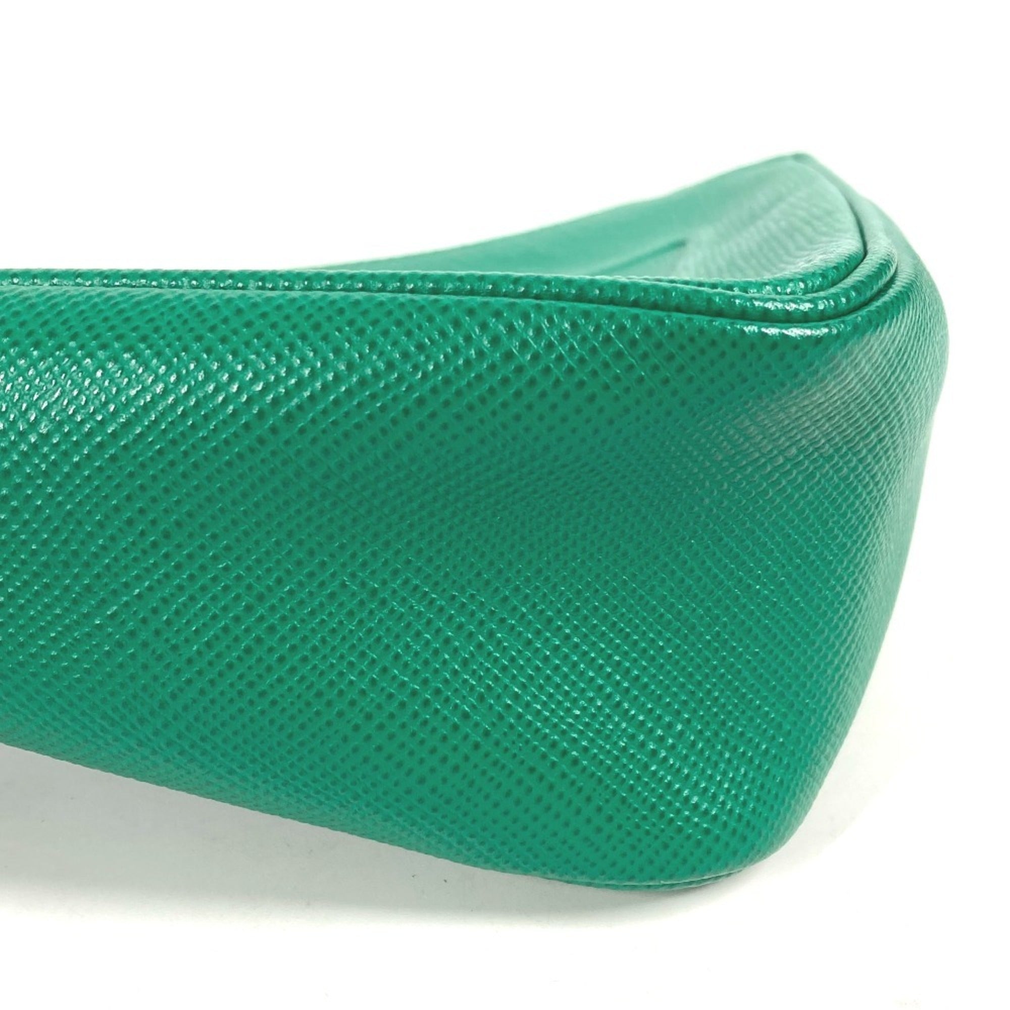 Prada Green Saffiano Triangle Clutch Bag Pouch (Pre-Owned)