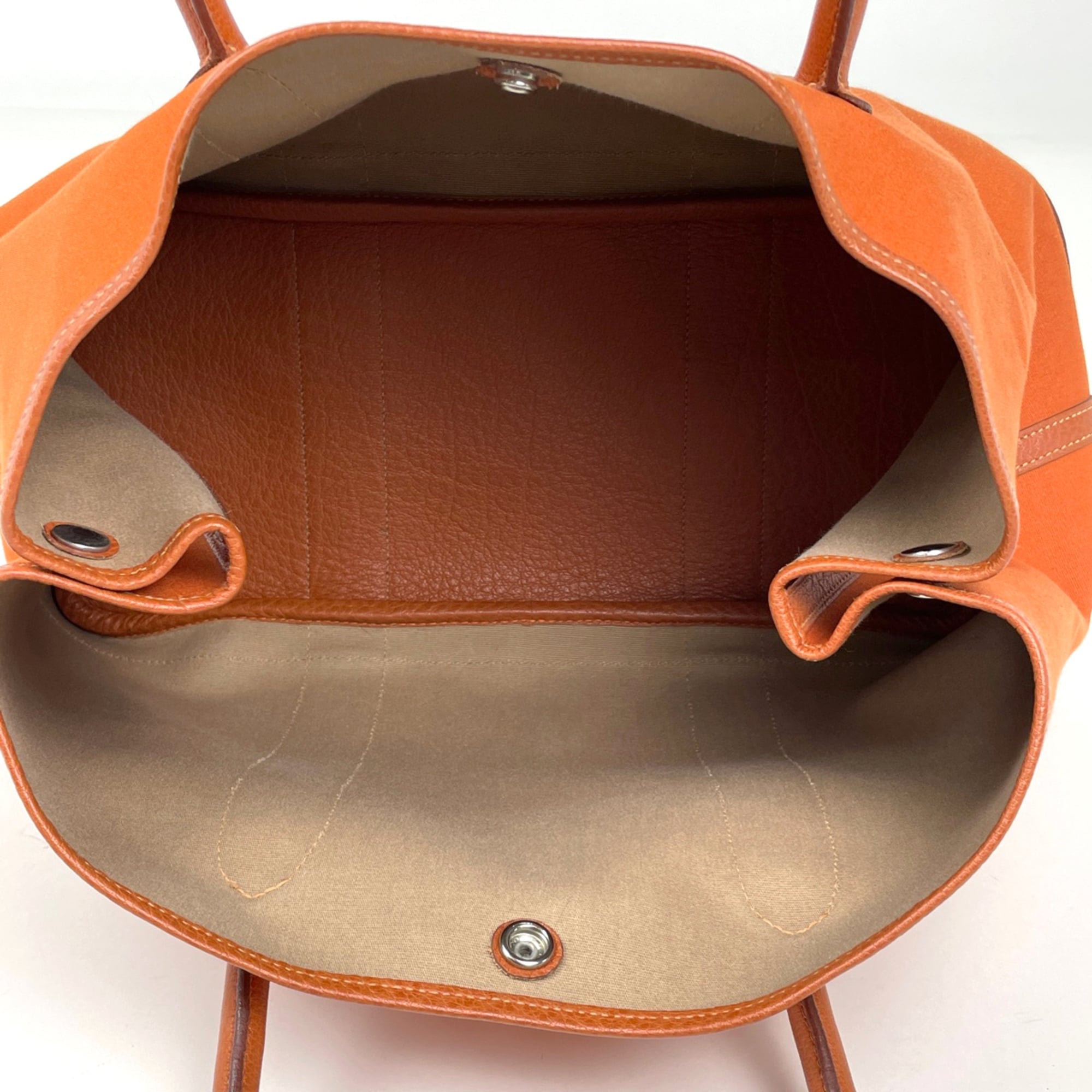 Hermes Garden Orange Potiron Toile Officier Leather Tote Bag (Pre-Owned)