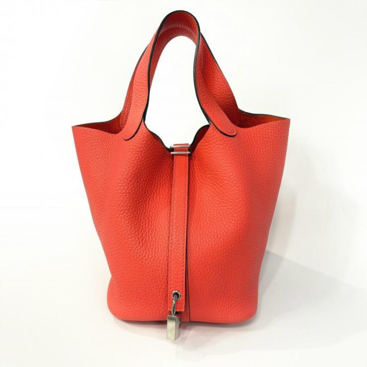 Hermes Red Color Taurillon Clemence Leather Handbag (Pre-Owned)