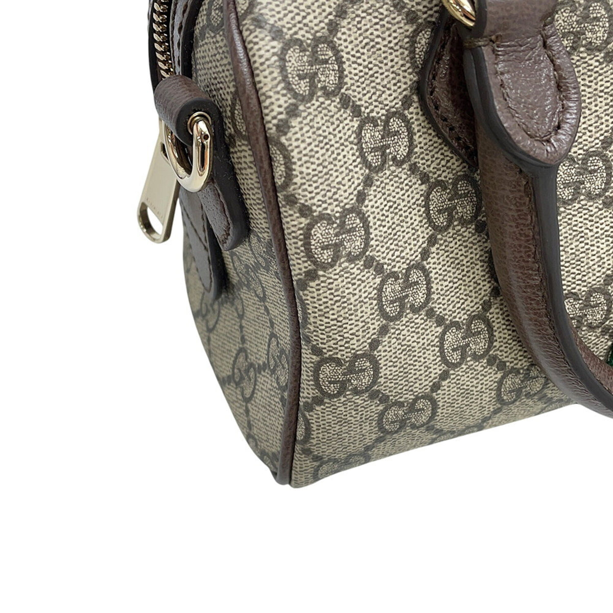 Gucci Beige Brown Gg Supreme Leather Boston Bag Handbag Shoulder Bag (Pre-Owned)