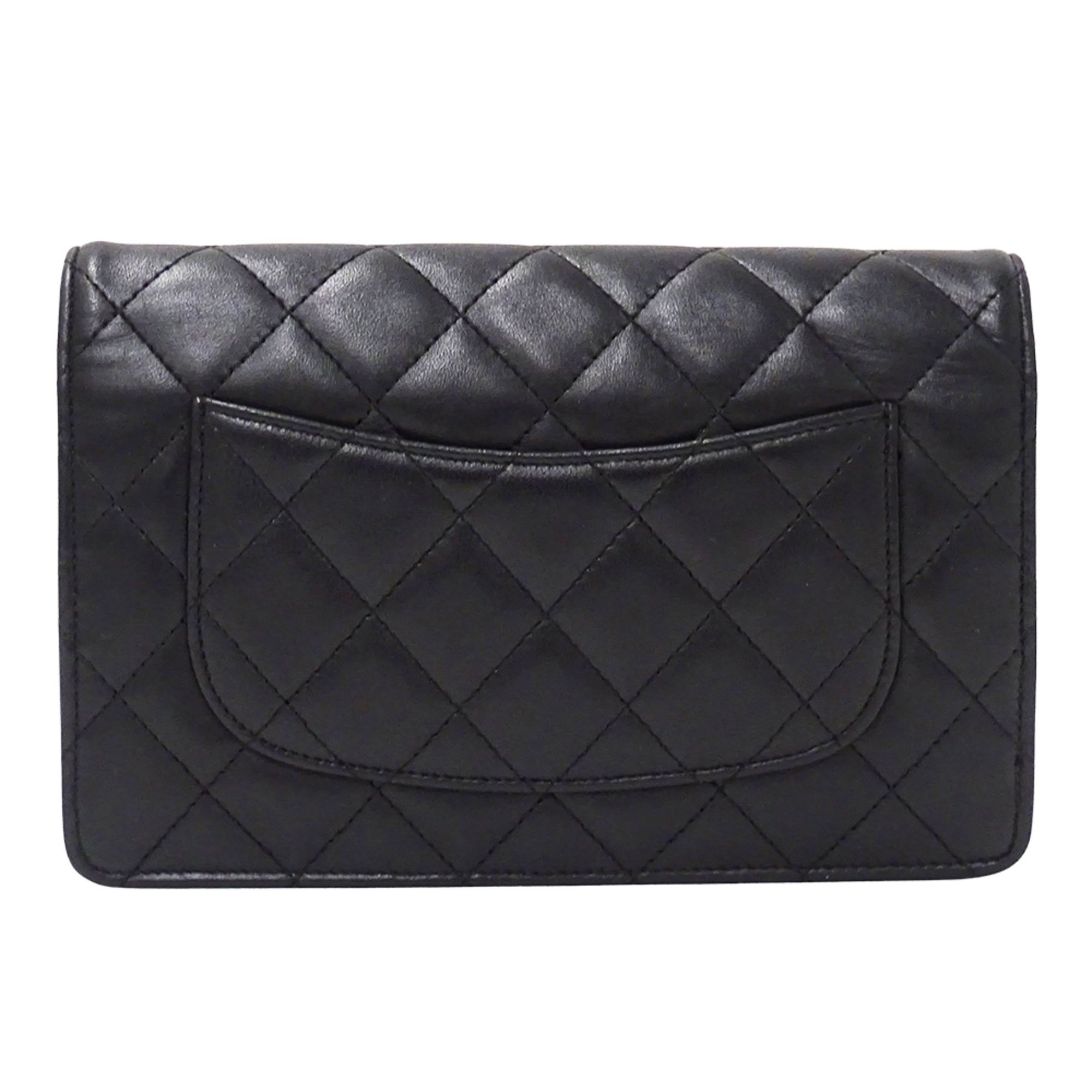 Chanel Black Leather Long Wallet (Bi-Fold) (Pre-Owned)