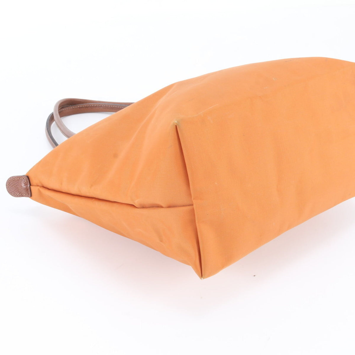 Longchamp Orange Leather Nylon Handbag Shoulder Bag Tote Bag (Pre-Owned)