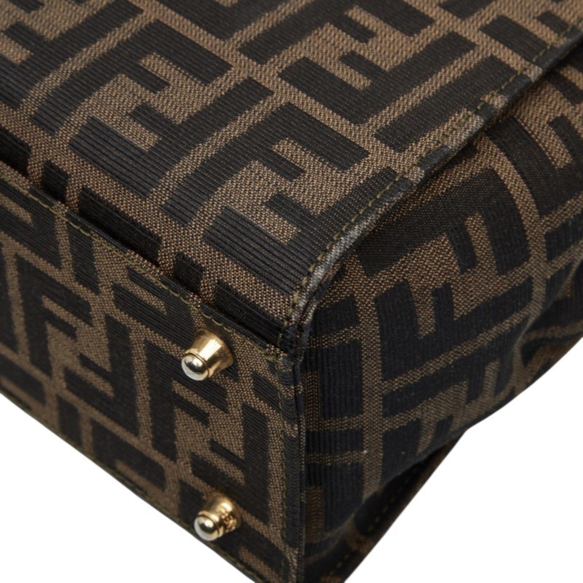 Fendi Brown Canvas Leather Handbag Shoulder Bag (Pre-Owned)