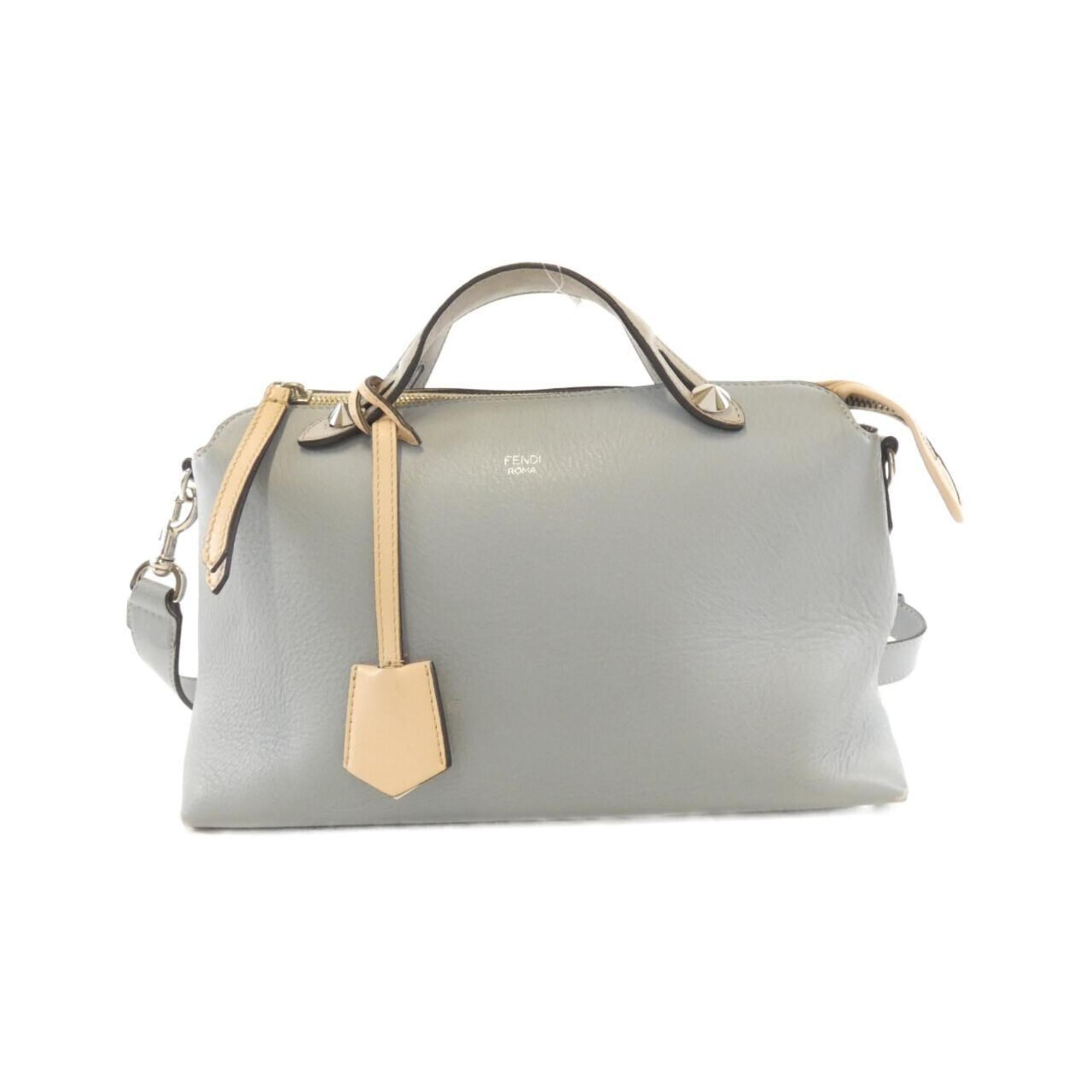 Fendi Beige Light Blue Leather Handbag (Pre-Owned)