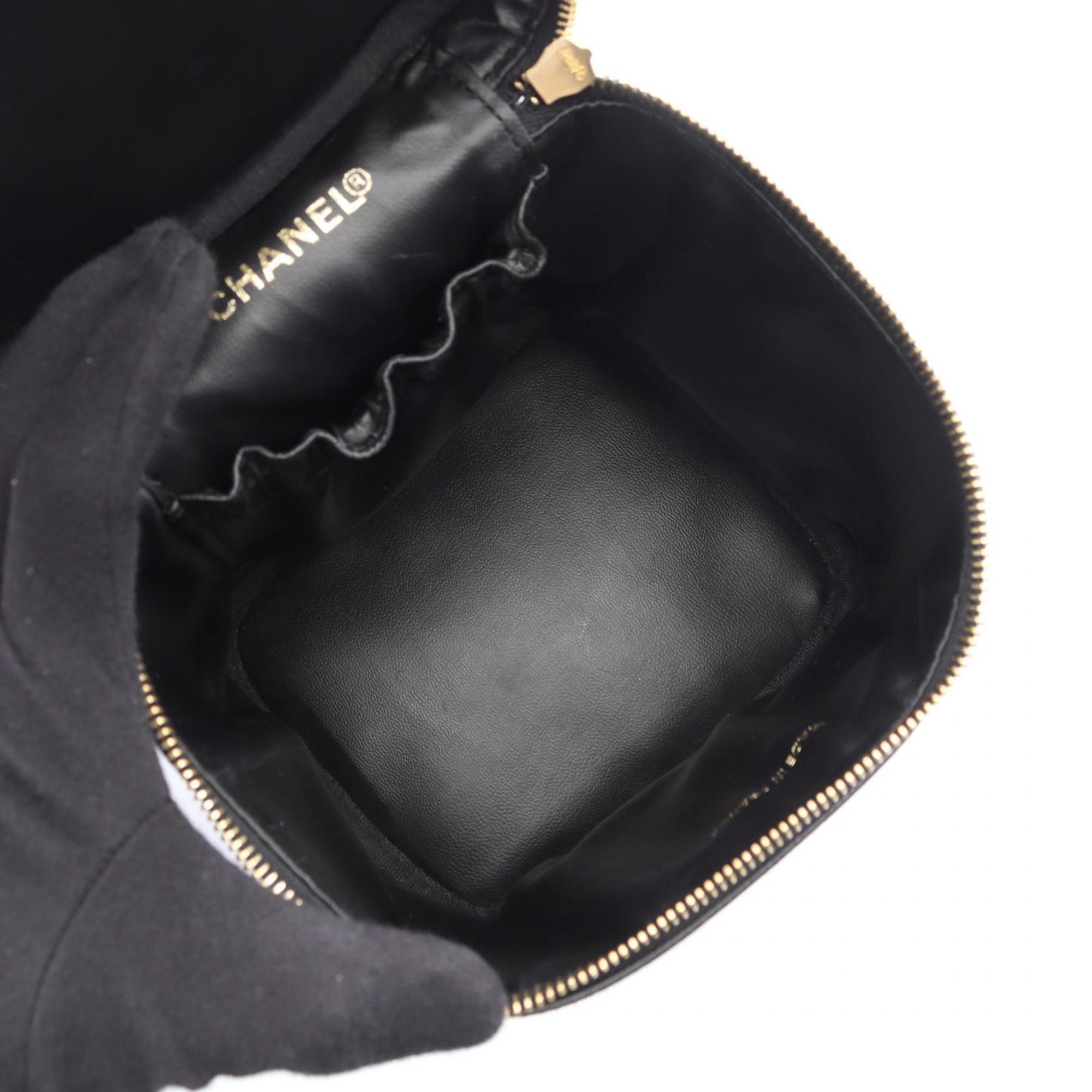 Chanel Black Leather Handbag Vanity Bag (Pre-Owned)