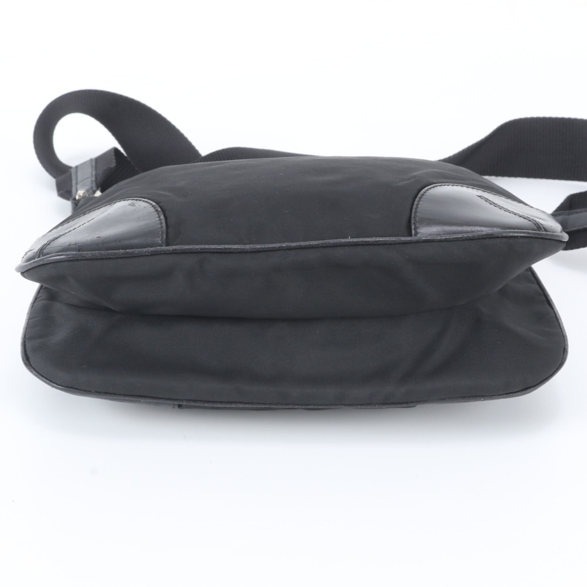Prada Black Nylon Leather Handbag Shoulder Bag Tote Bag (Pre-Owned)