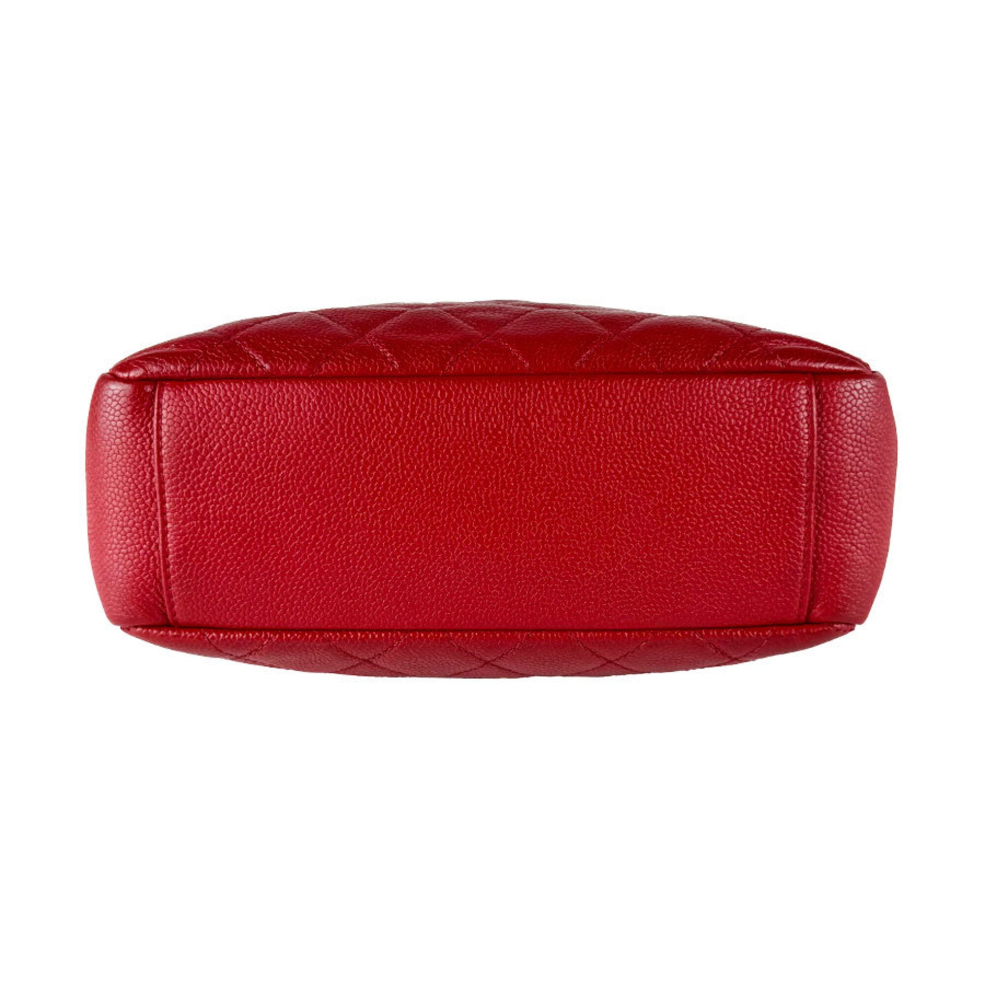 Chanel Red Color Grained Calfskin Handbag (Pre-Owned)