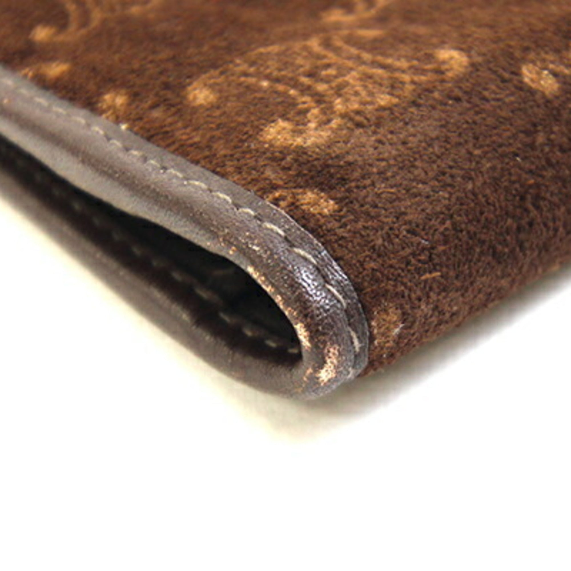 Celine Dark Brown Suede Leather Long Wallet (Bi-Fold) (Pre-Owned)