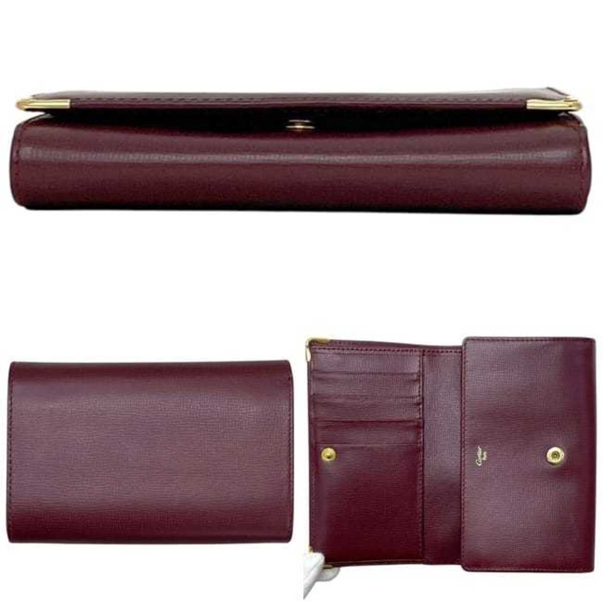 Cartier Bordeaux Wine Red Leather Wallet (Bi-Fold) (Pre-Owned)