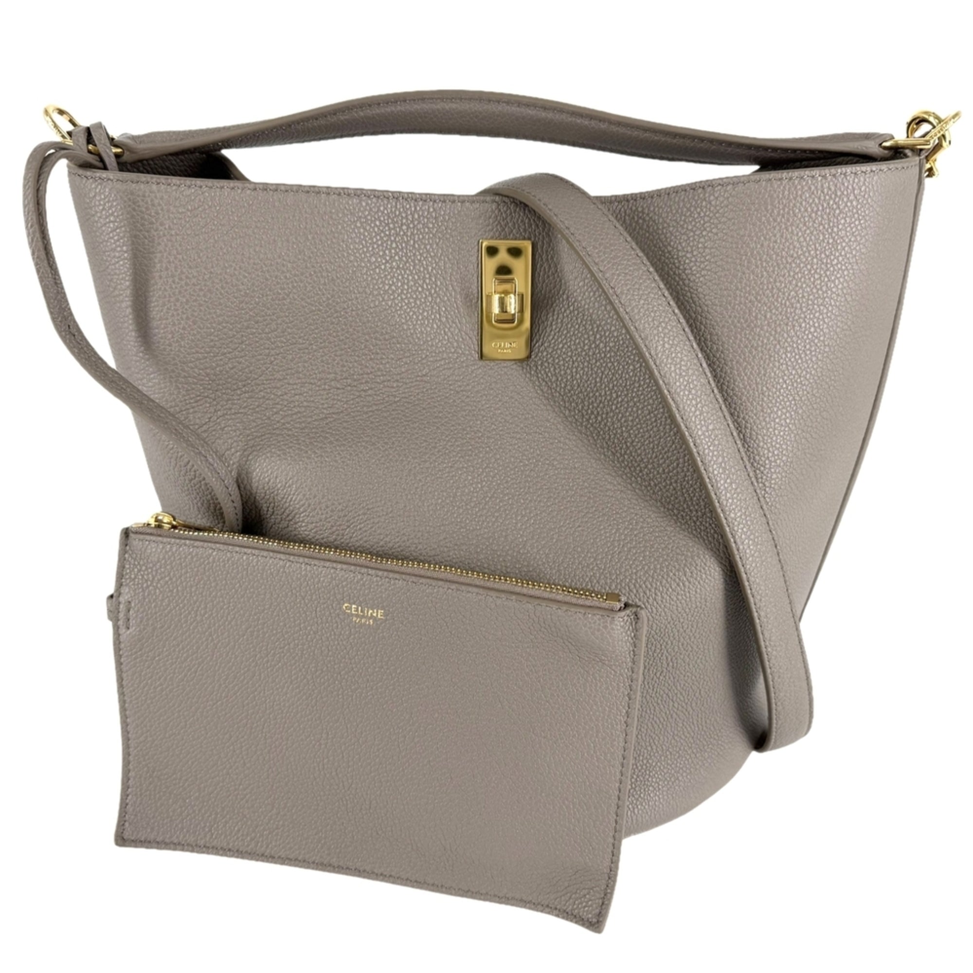 Celine Brown Leather Handbag Pouch Shoulder Bag (Pre-Owned)