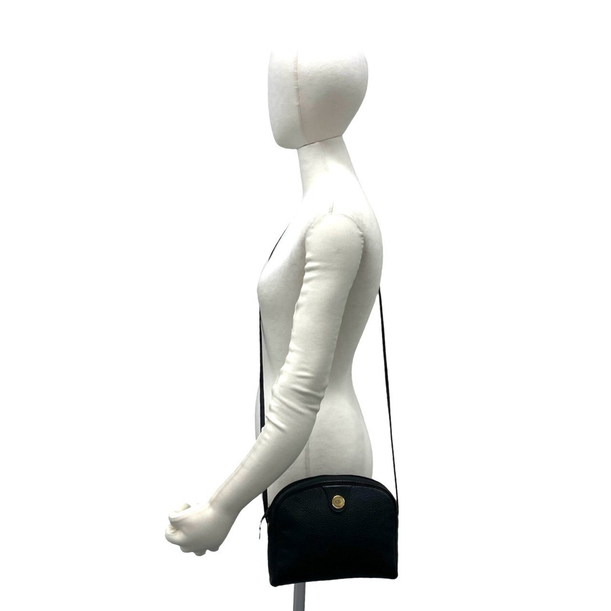 Christian Dior Black Leather Pochette Shoulder Bag (Pre-Owned)