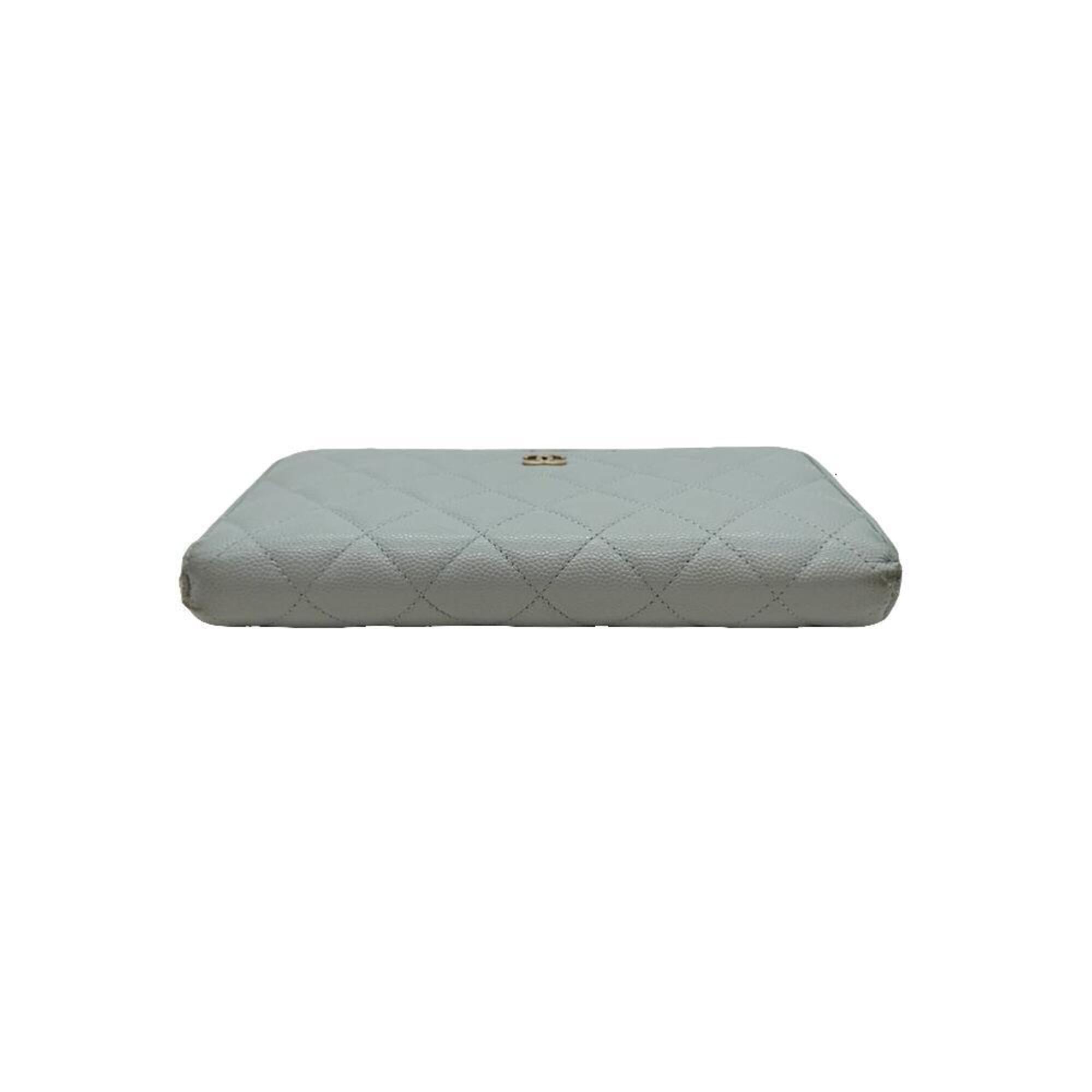 Chanel Matelasse Blue Grained Calfskin Long Wallet (Bi-Fold) (Pre-Owned)