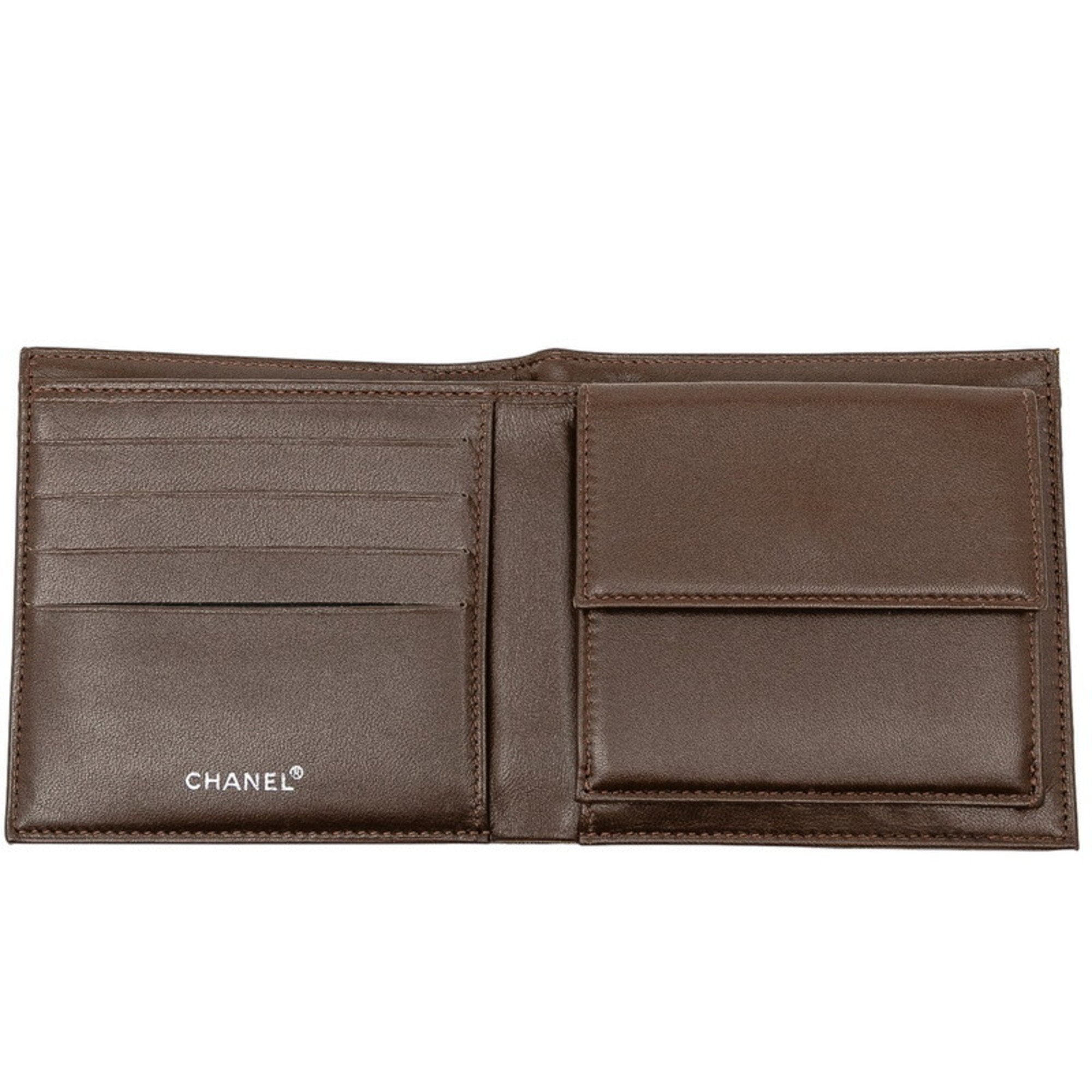 Chanel Khaki Nylon Leather Wallet (Bi-Fold) (Pre-Owned)