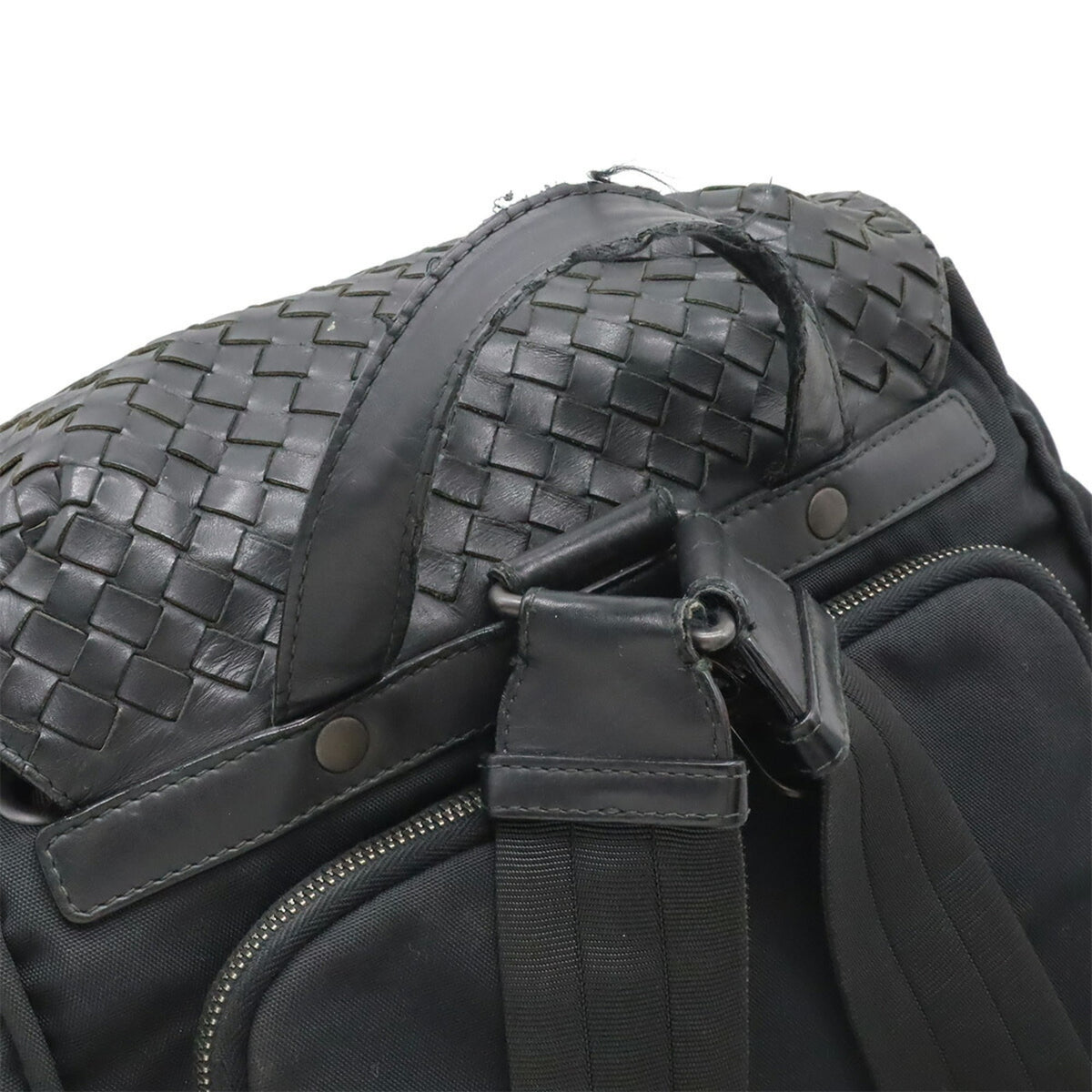 Bottega Veneta Black Nylon Leather Backpack (Pre-Owned)
