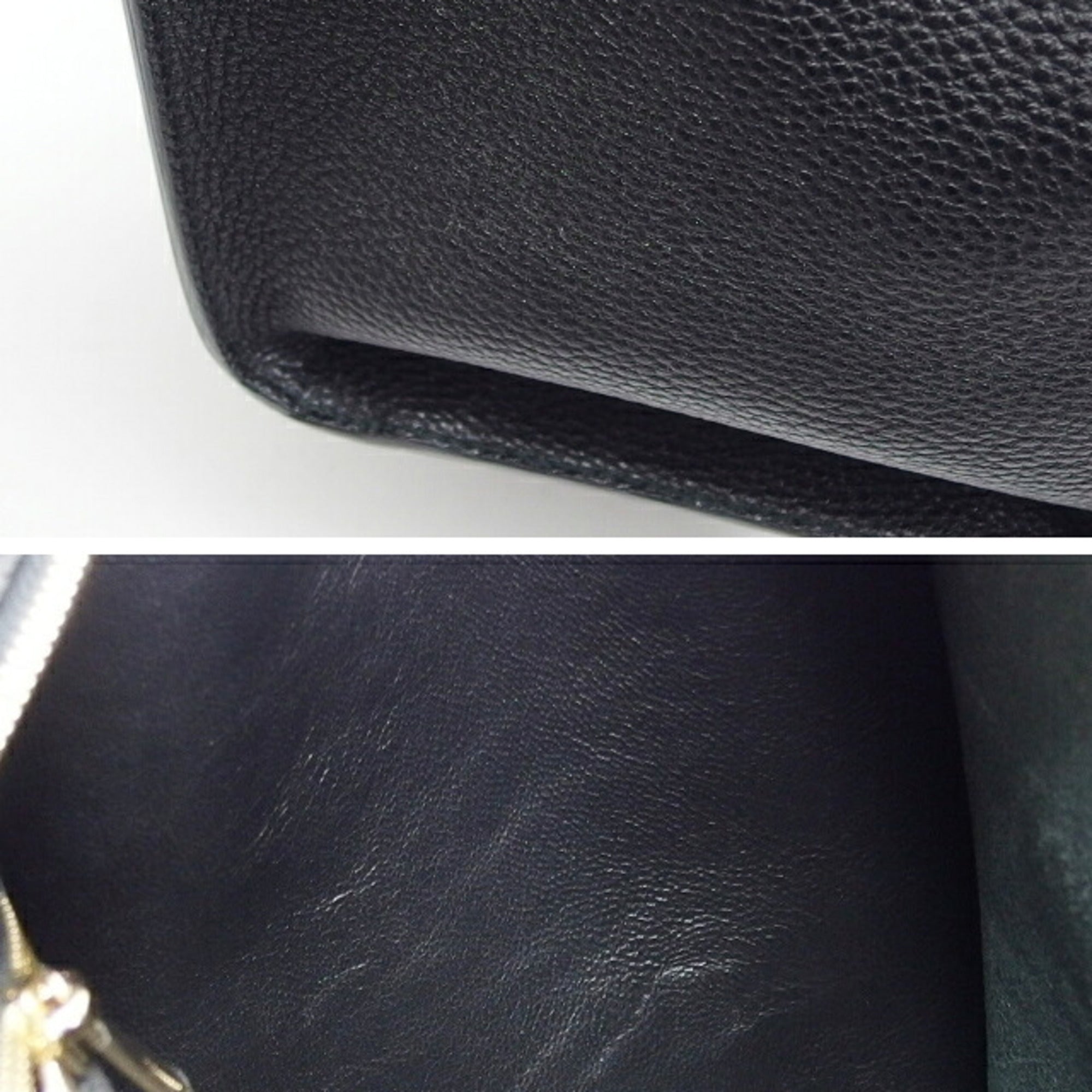 Salvatore Ferragamo Gancini Black Leather Shoulder Bag Tote Bag (Pre-Owned)