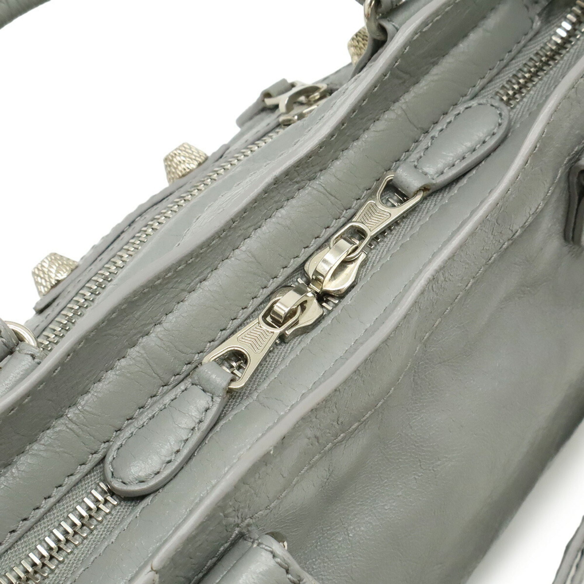 Balenciaga Gray Leather Handbag Shoulder Bag (Pre-Owned)