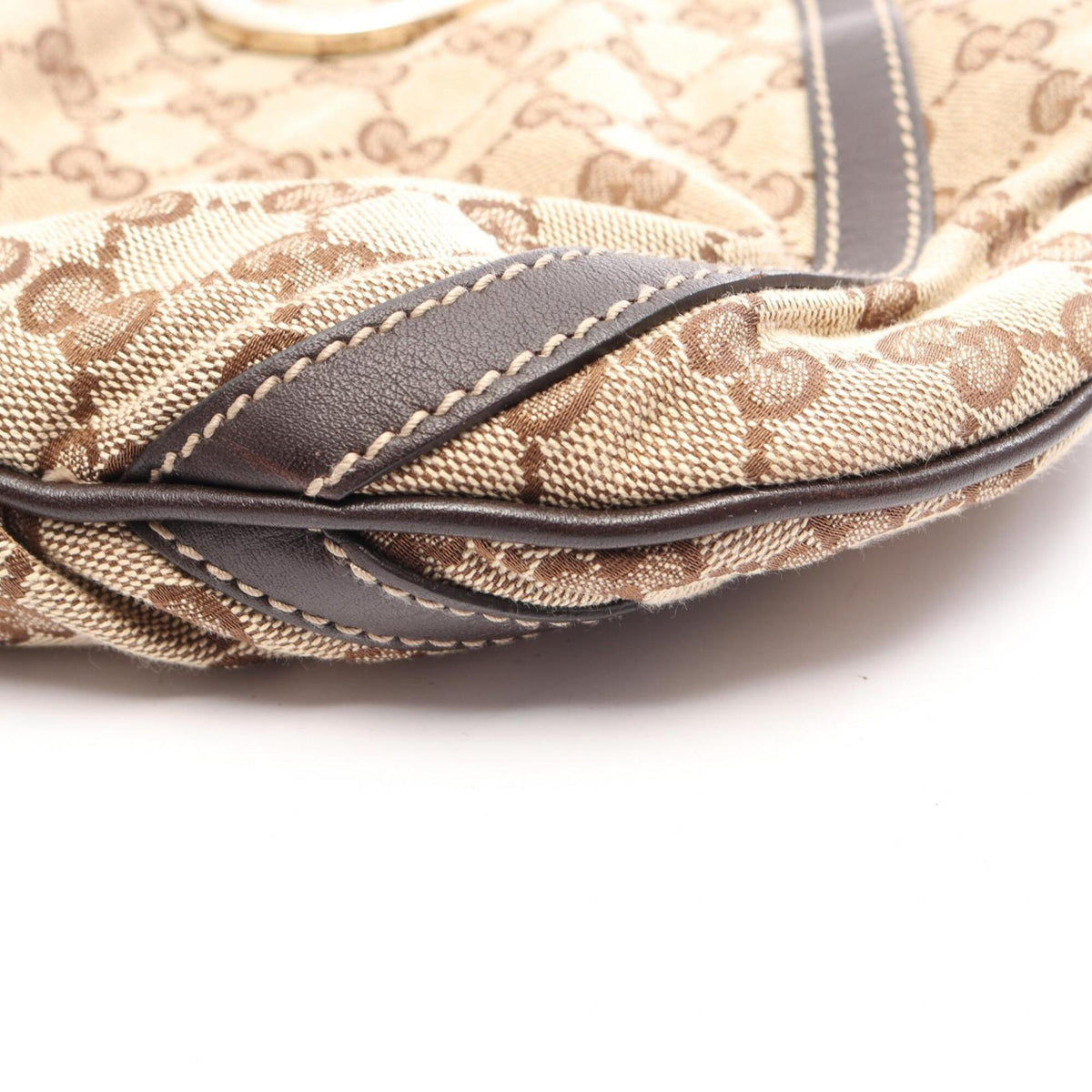Gucci Beige Brown Canvas Leather Handbag Shoulder Bag (Pre-Owned)