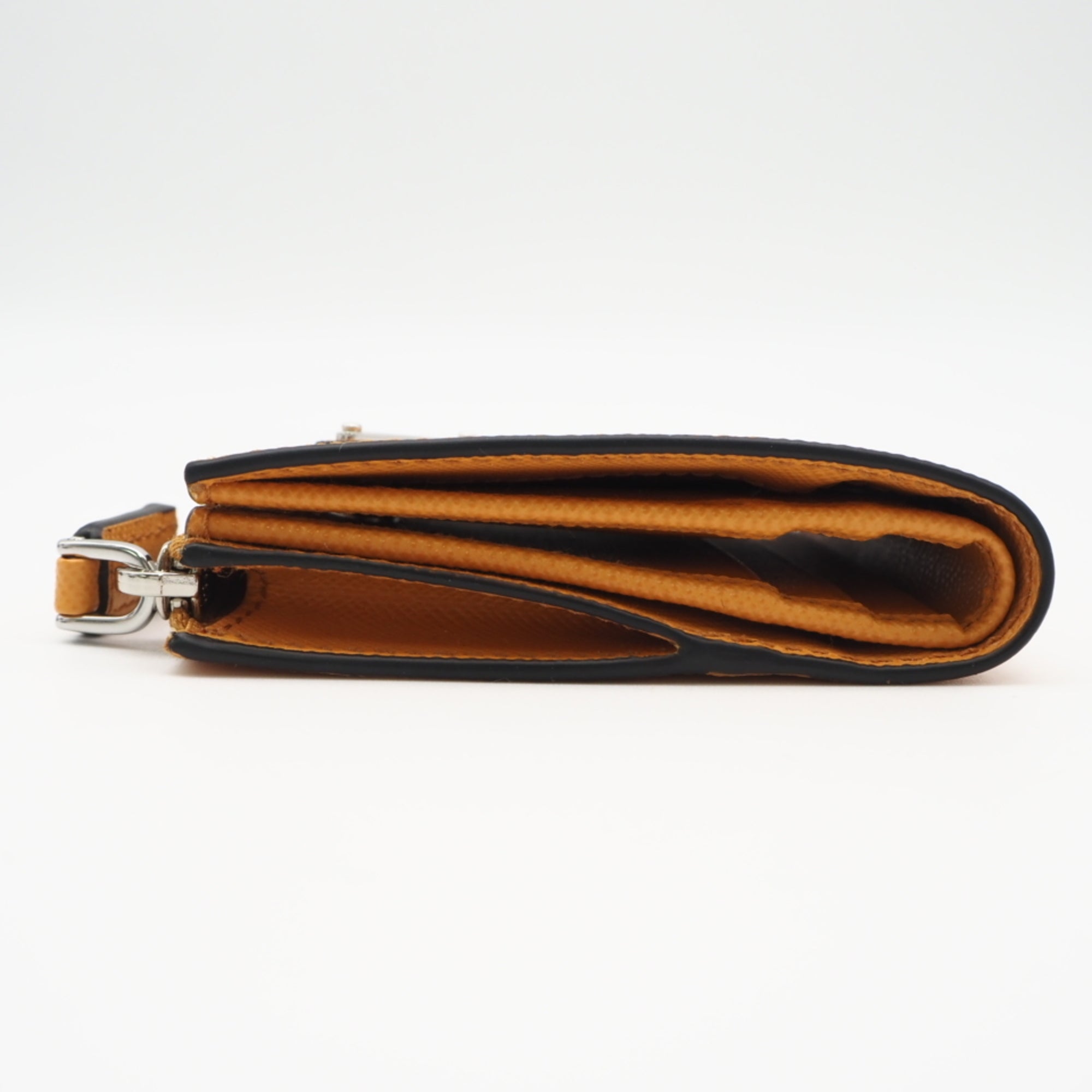 Prada Orange Saffiano Triangle Wallet (Bi-Fold) (Pre-Owned)