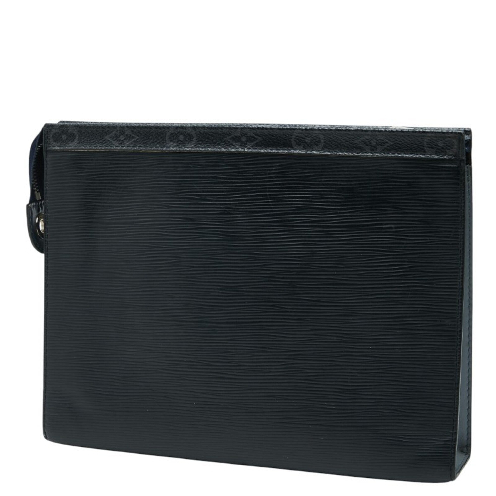 Louis Vuitton Black Blue Gray Noir Pvc Leather Clutch Bag Pochette (Pre-Owned)