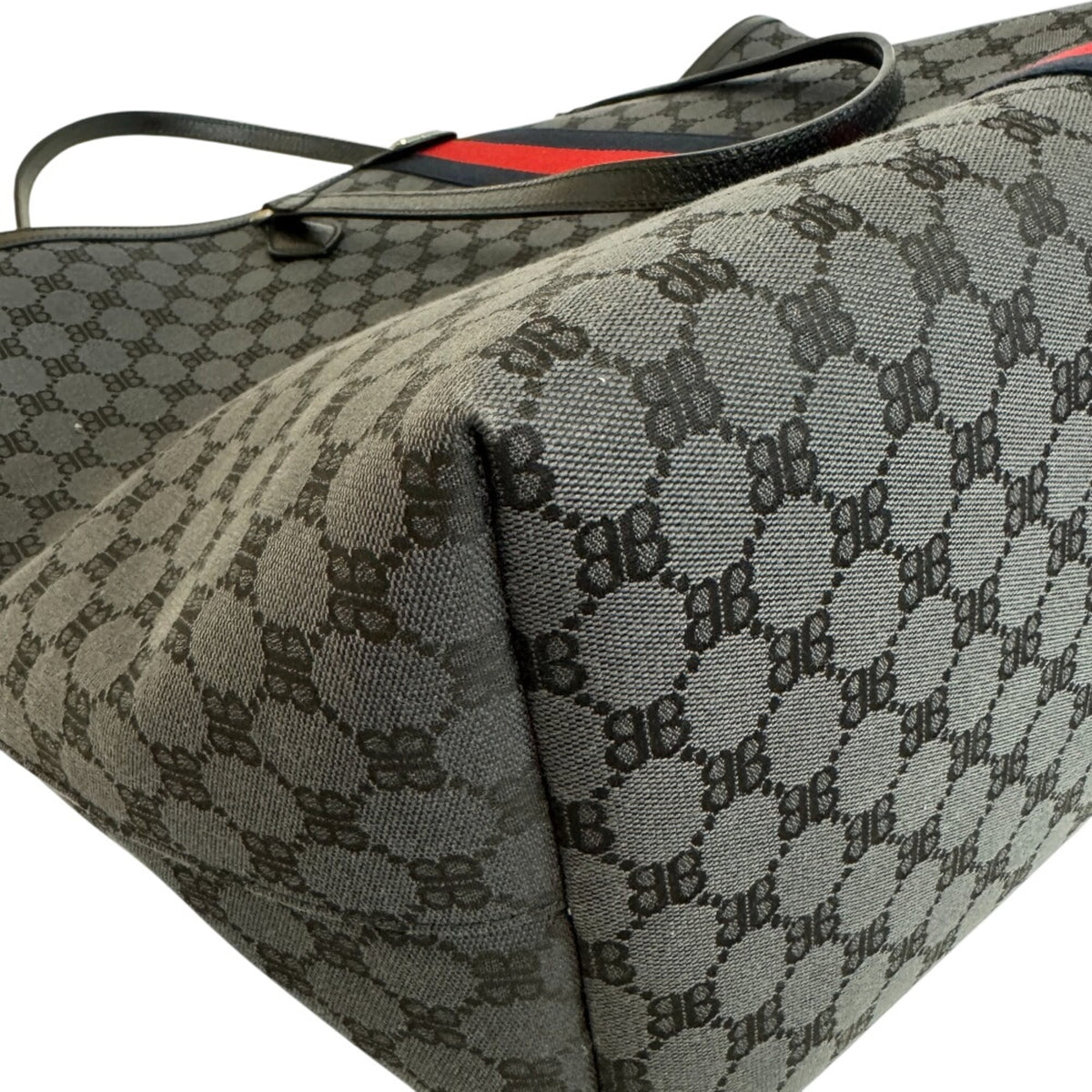 Gucci Black Canvas Leather Tote Bag (Pre-Owned)