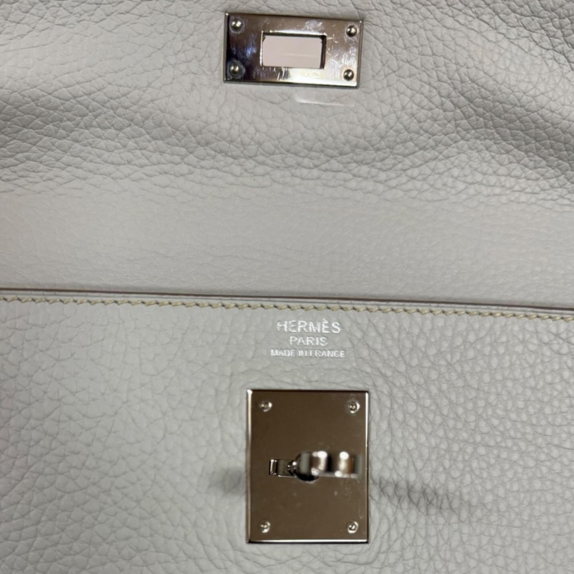 Hermes Gray Taurillon Clemence Leather Shoulder Bag (Pre-Owned)