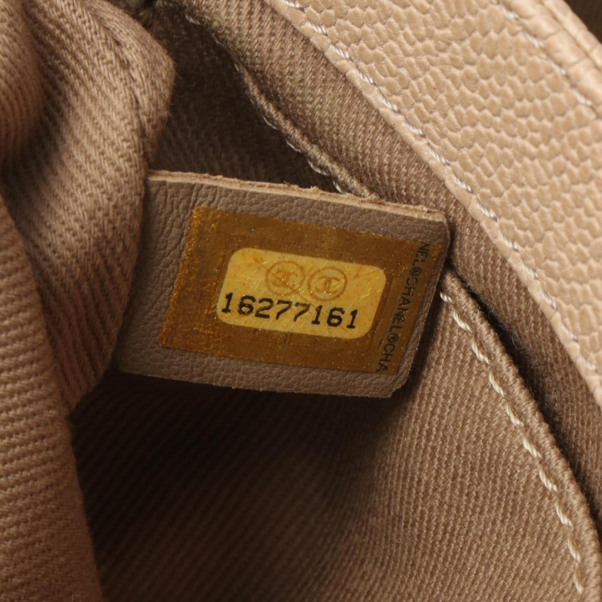 Chanel Beige Grained Calfskin Handbag Shoulder Bag (Pre-Owned)