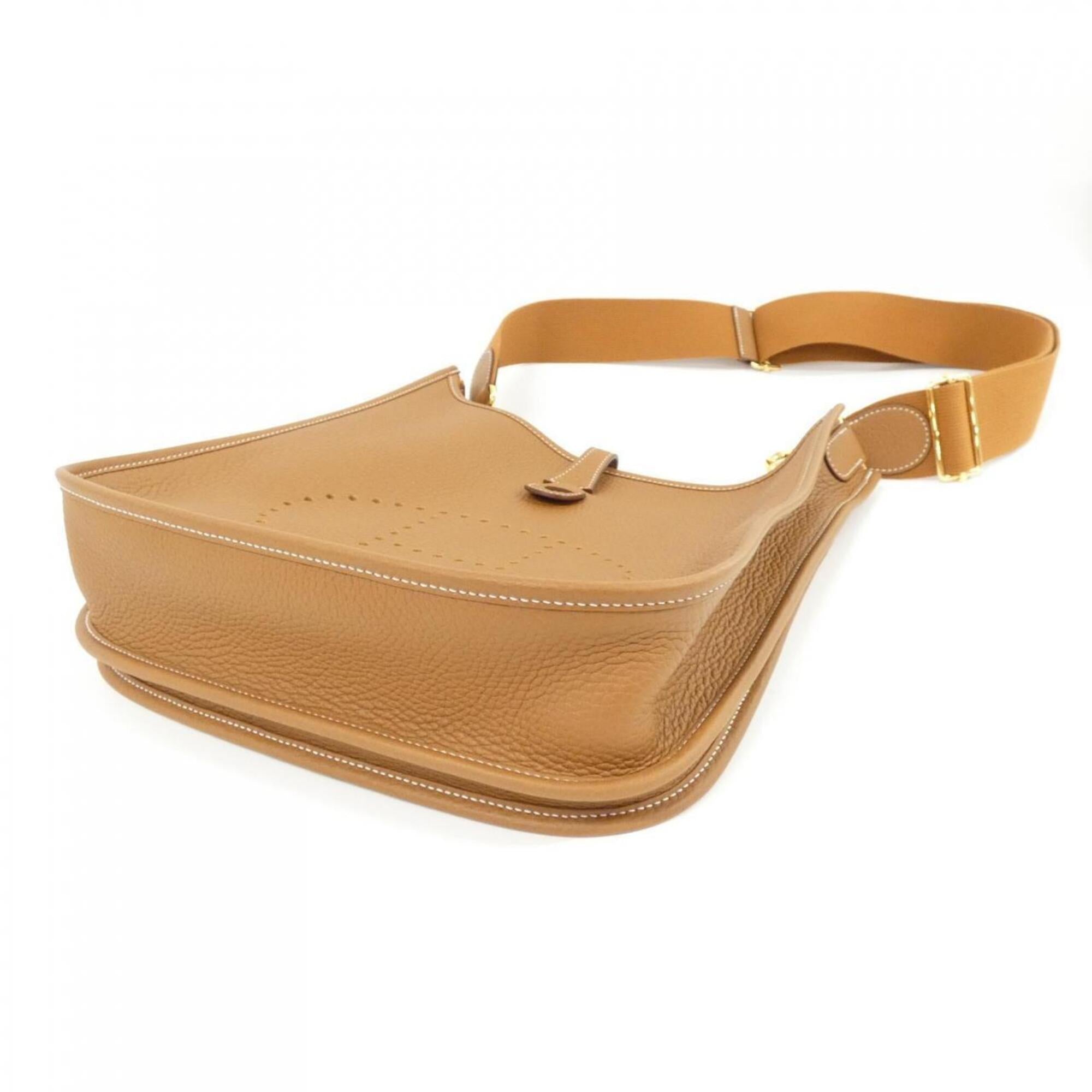 Hermes Brown Gold Brown Taurillon Clemence Leather Shoulder Bag (Pre-Owned)