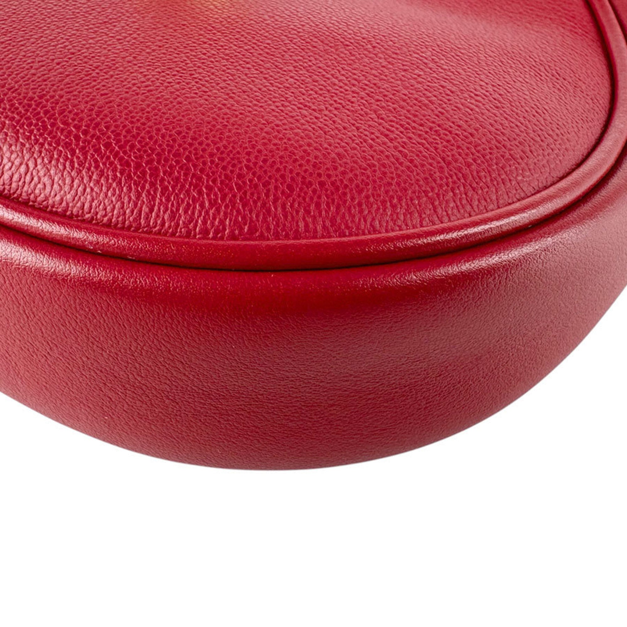 Bvlgari Red Color Leather Handbag Shoulder Bag (Pre-Owned)