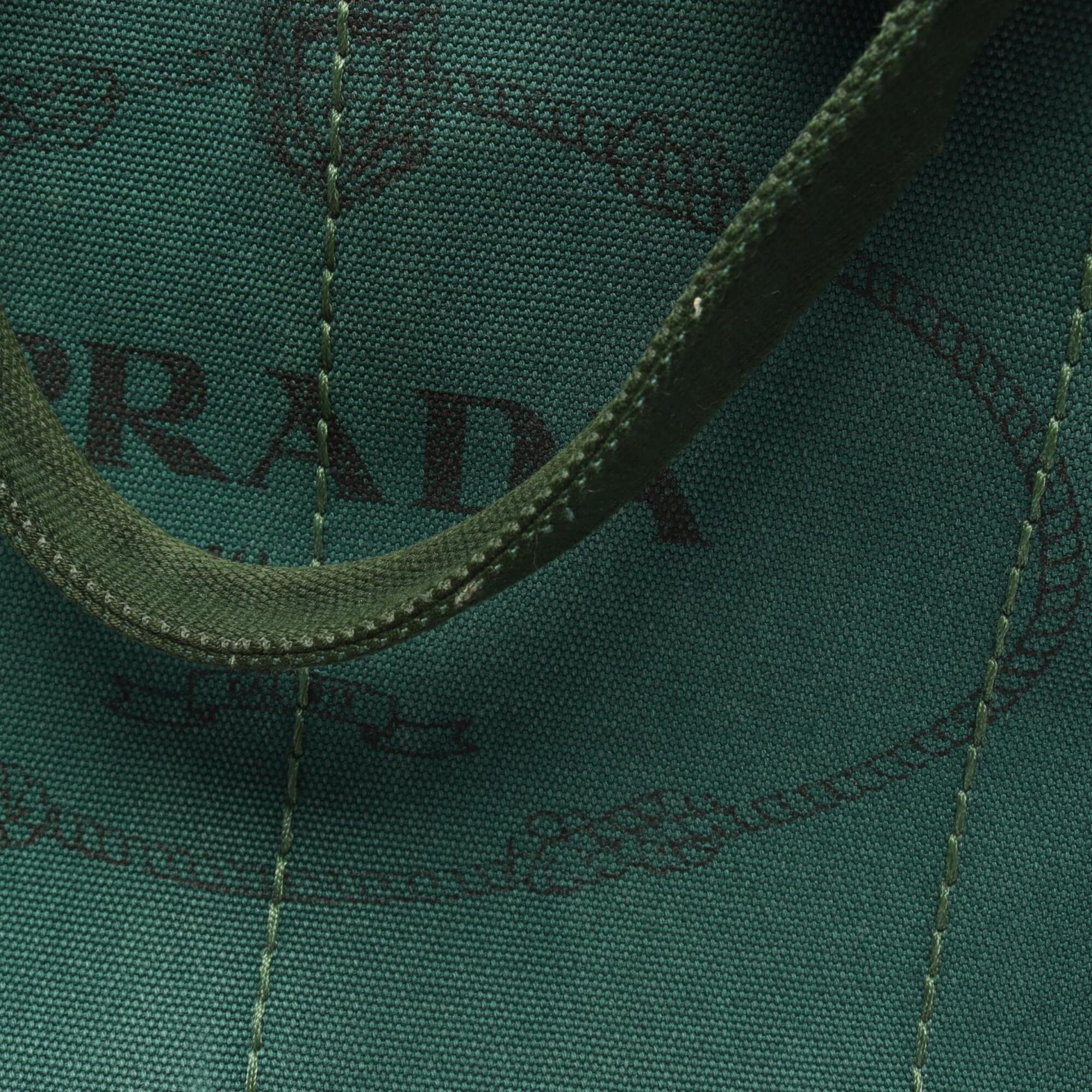 Prada Green Canvas Handbag Tote Bag (Pre-Owned)