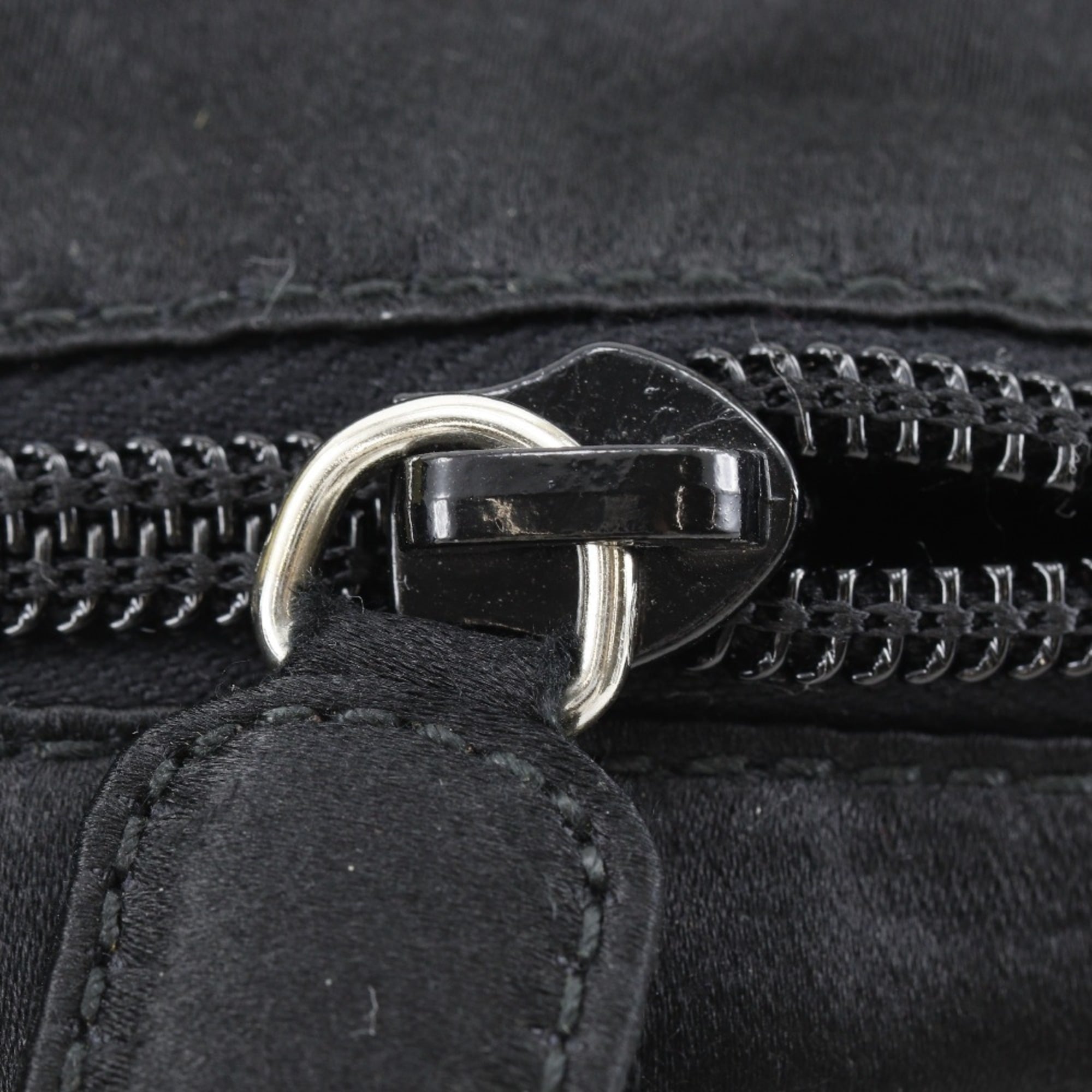 Prada Black Nero Satin Pochette Shoulder Bag (Pre-Owned)