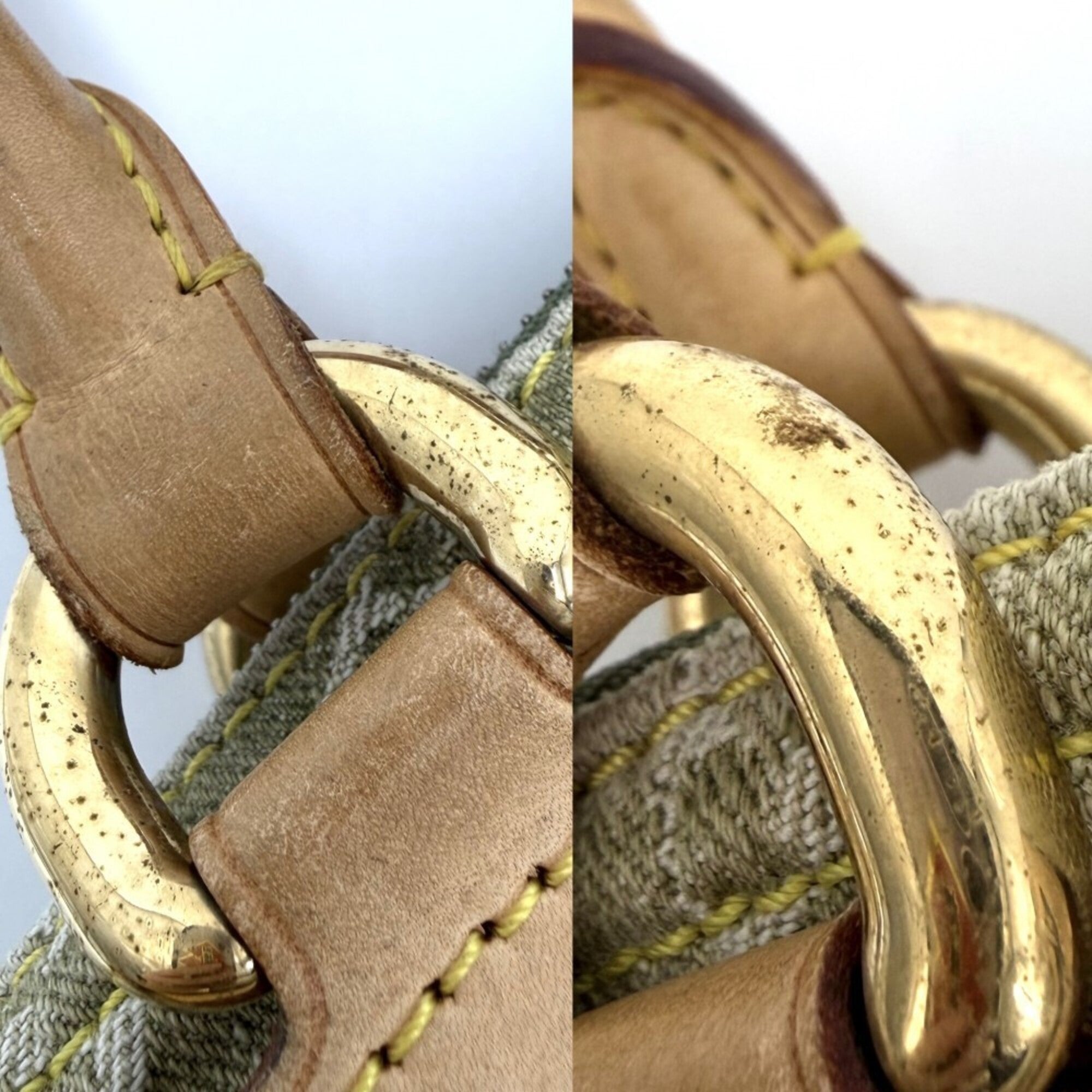 Louis Vuitton Green Monogram Denim Handbag (Pre-Owned)