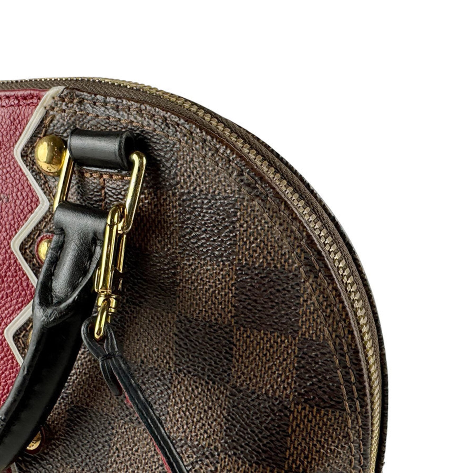 Louis Vuitton Black Brown Red Color Damier Canvas Handbag Shoulder Bag (Pre-Owned)