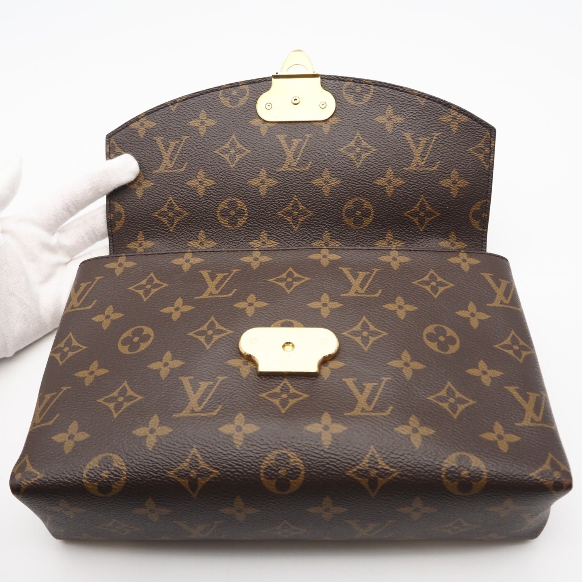 Louis Vuitton Beige Black Brown Coated Canvas Leather Shoulder Bag (Pre-Owned)