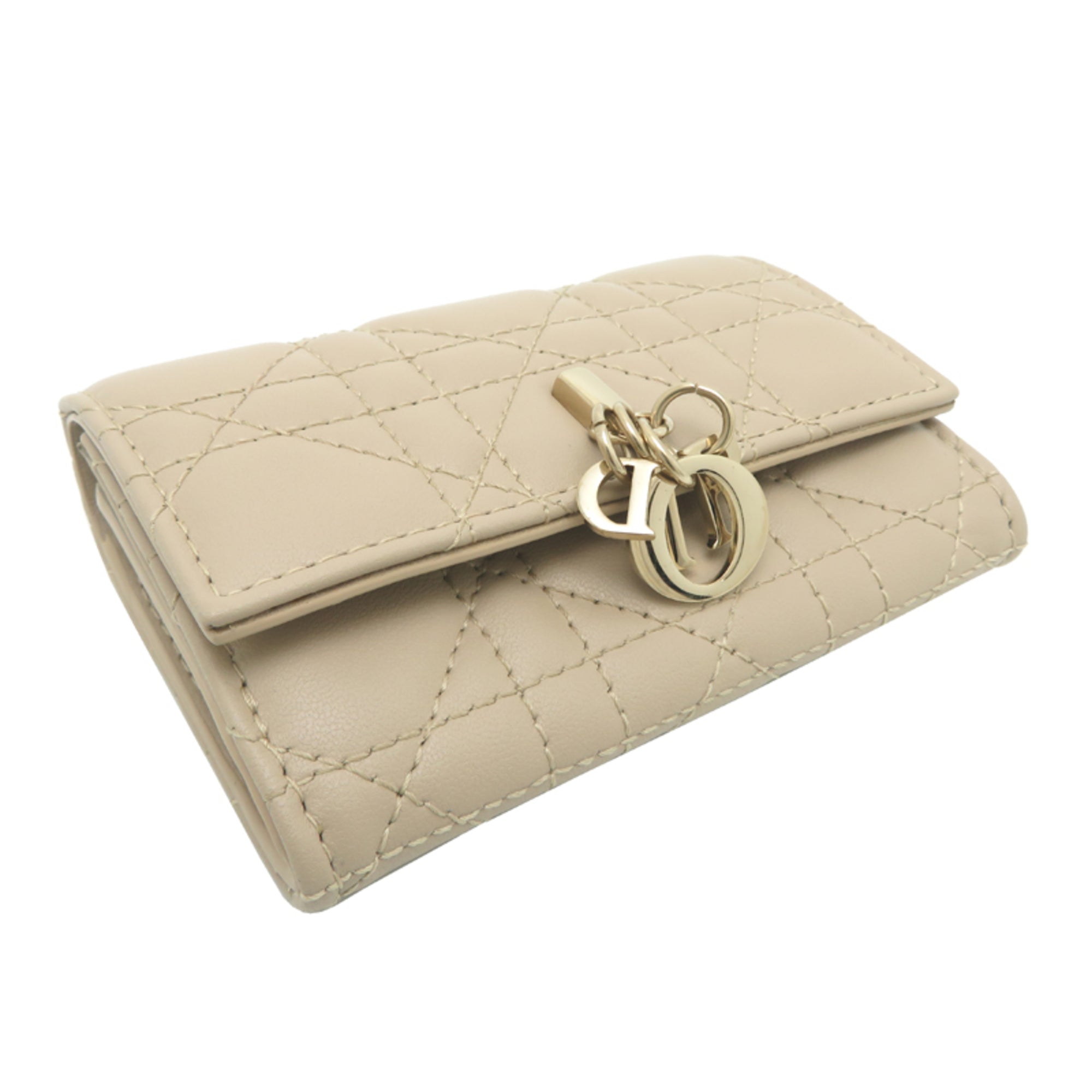 Christian Dior Beige Leather Coin Purse/Coin Case (Pre-Owned)