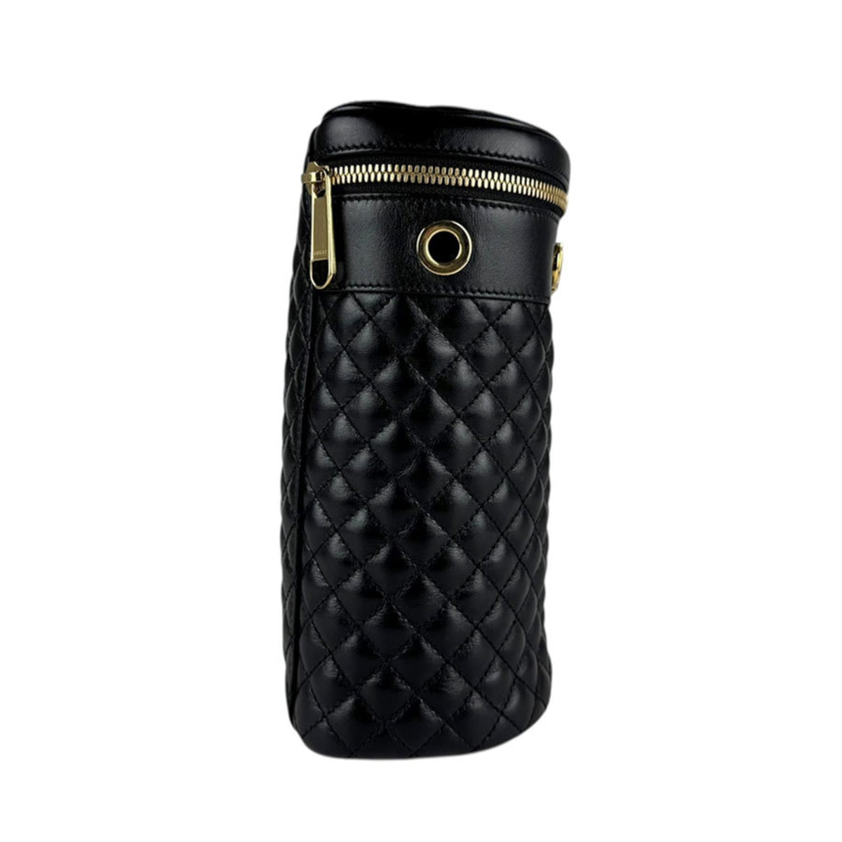 Gucci Black Gold Leather Metal Shoulder Bag (Pre-Owned)