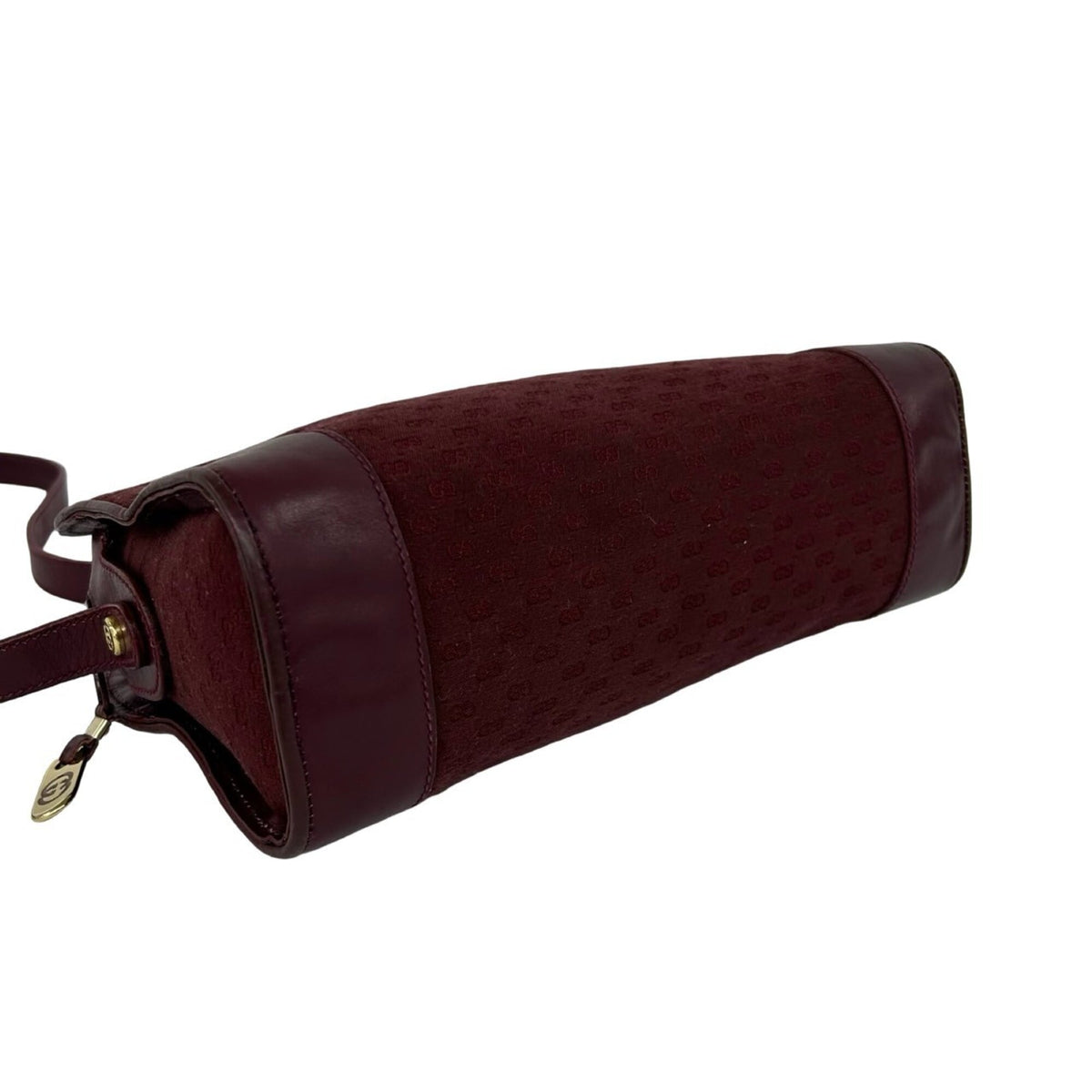 Gucci Navy Red Color Wine Canvas Leather Shoulder Bag (Pre-Owned)