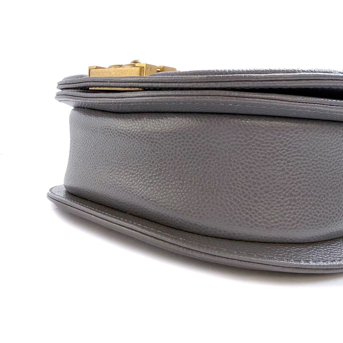 Chanel Gray Grained Calfskin Handbag Shoulder Bag (Pre-Owned)