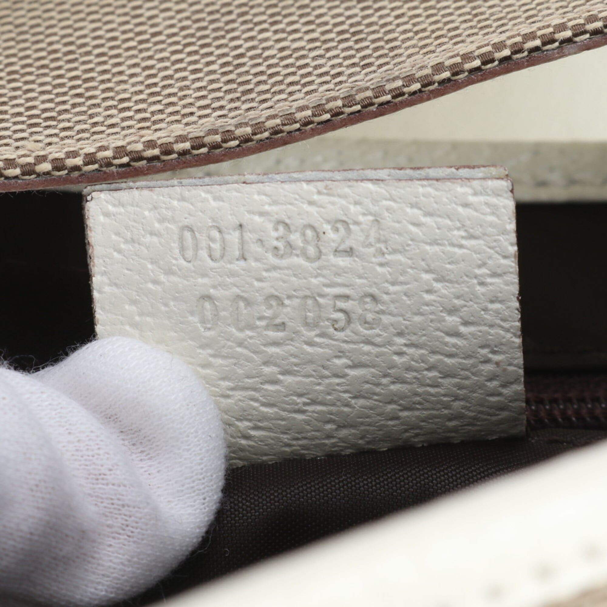 Gucci Jackie Beige Leather Canvas Shoulder Bag Tote Bag (Pre-Owned)