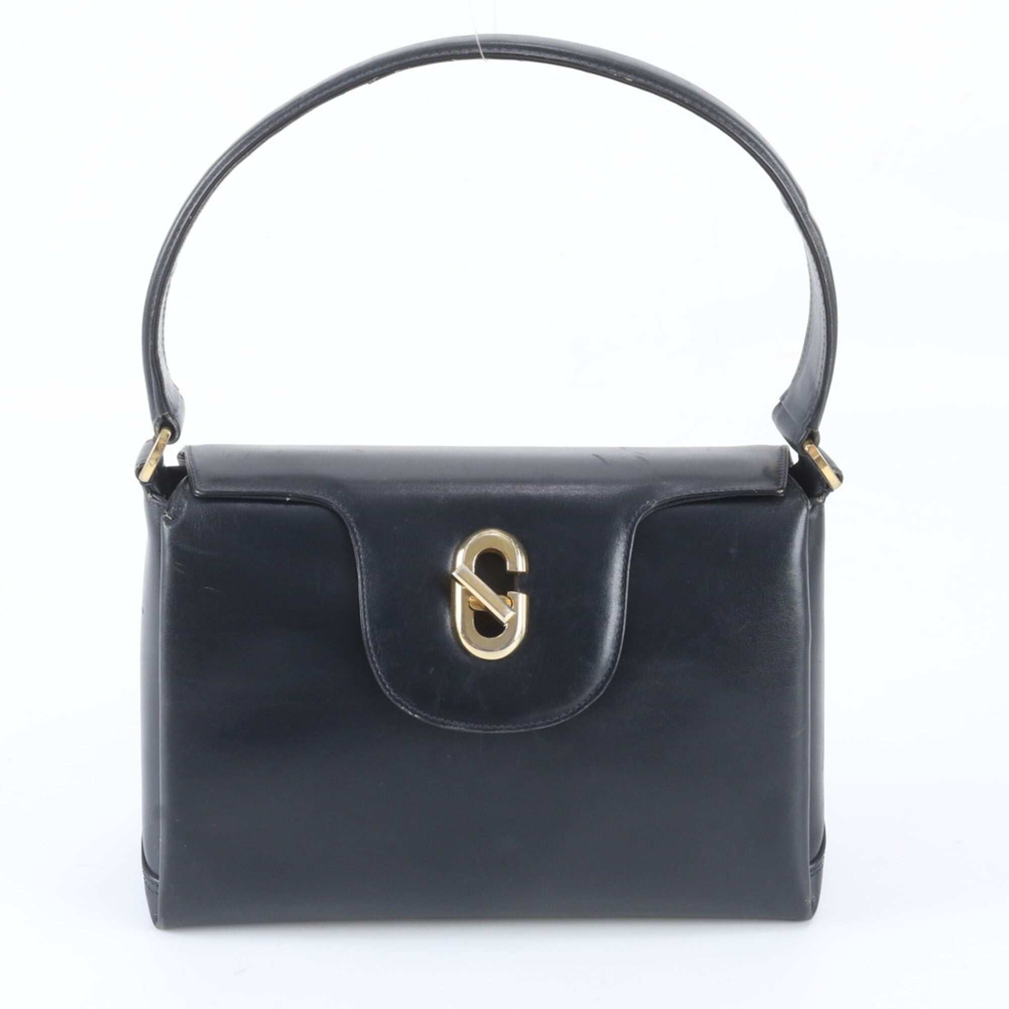 Gucci Dark Navy Navy Leather Handbag Shoulder Bag (Pre-Owned)