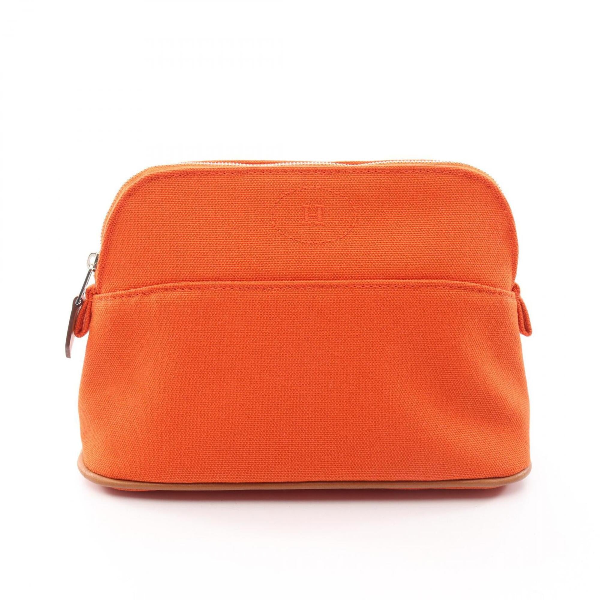 Hermes Orange Canvas Leather Pouch (Pre-Owned)