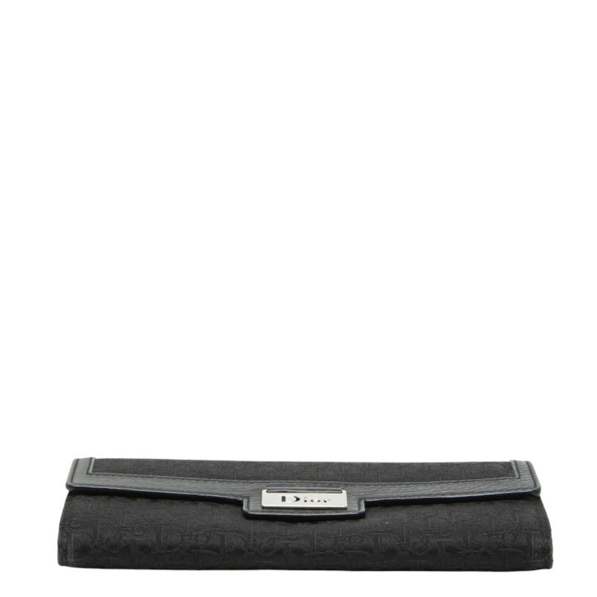 Christian Dior Black Canvas Leather Long Wallet (Bi-Fold) (Pre-Owned)
