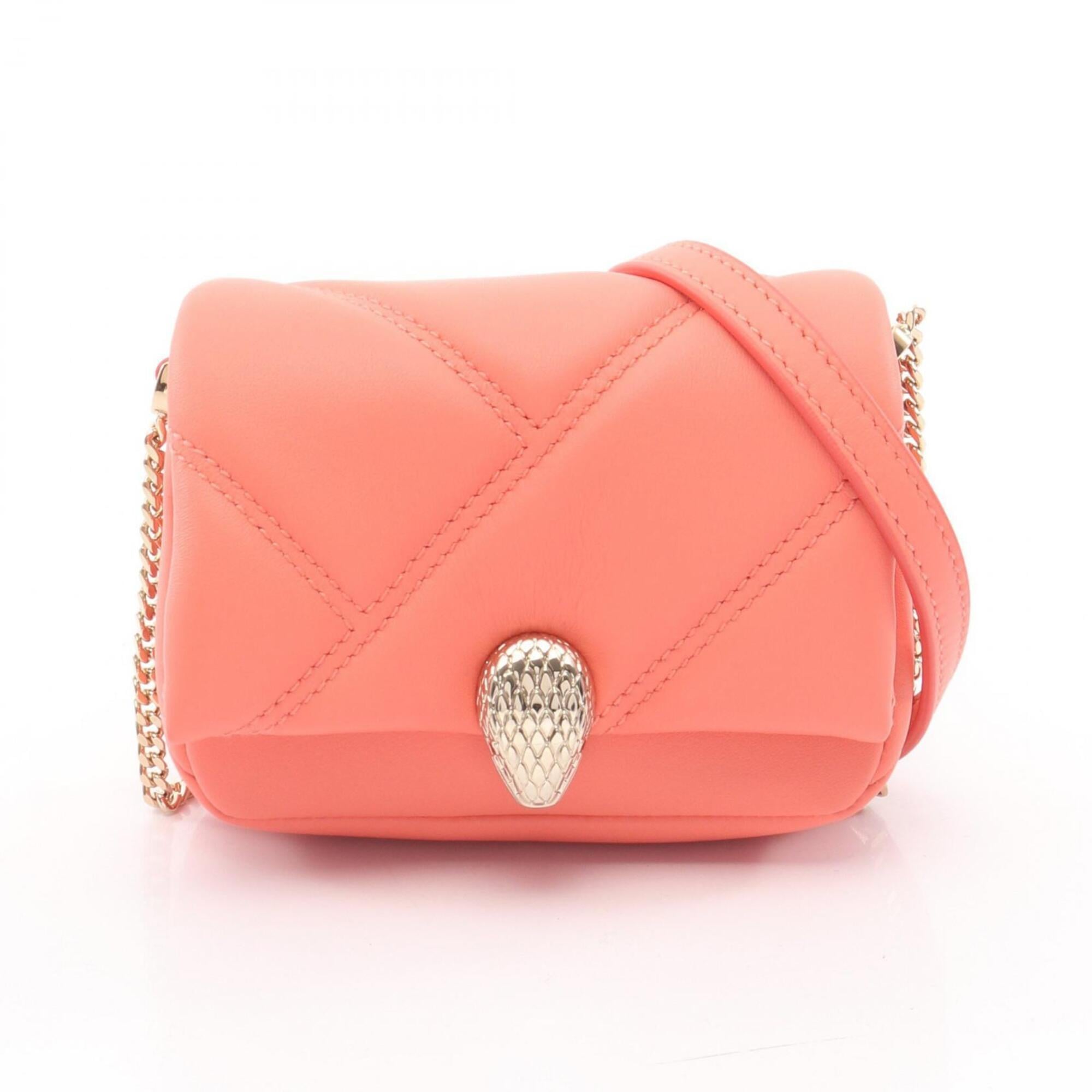 Bvlgari Pink Leather Handbag Shoulder Bag (Pre-Owned)